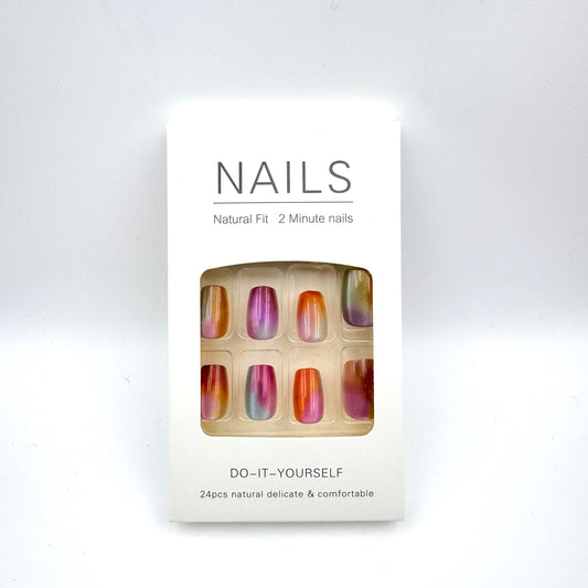 Colored fruit candy press-on short nails 30pcs