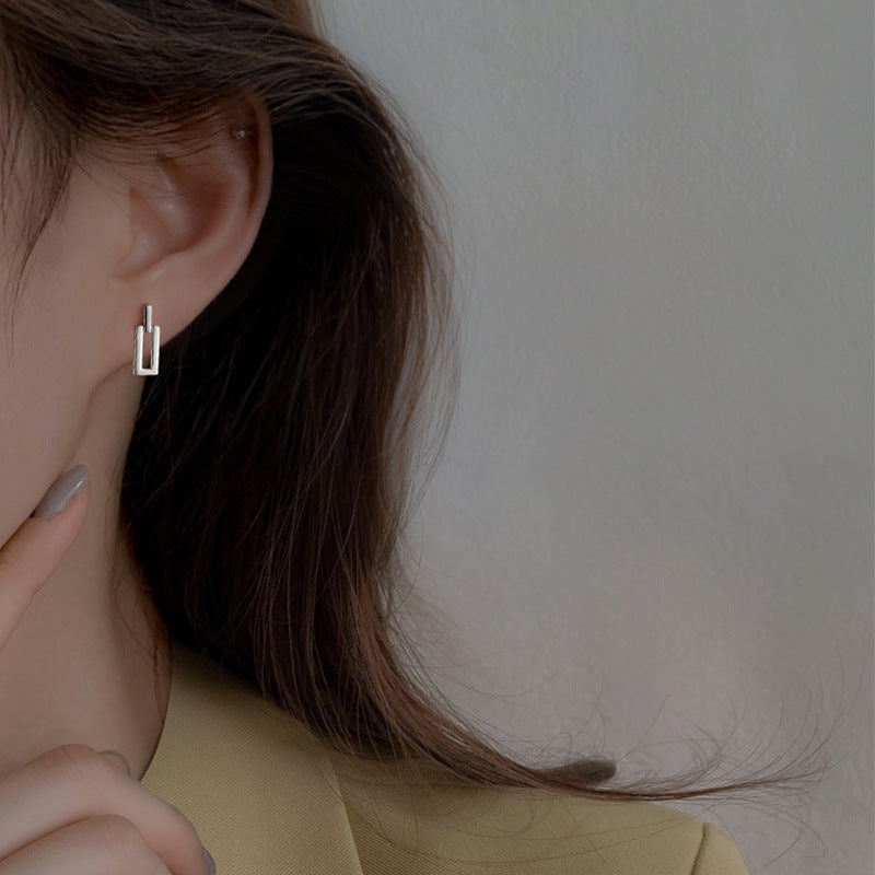 Small Hollow Square Drop Earrings