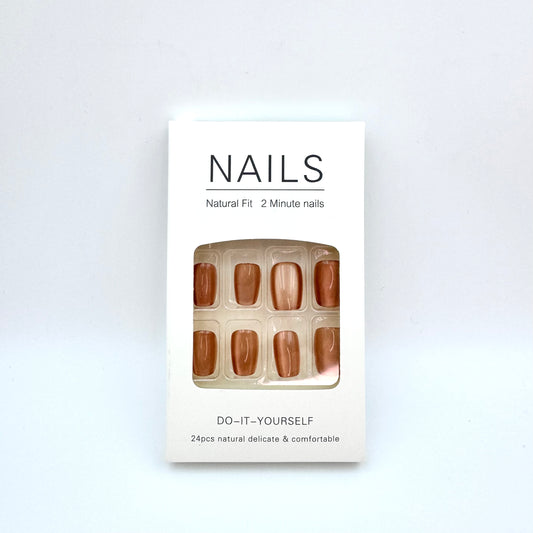 Amber cat's eye press-on short nails 30pcs