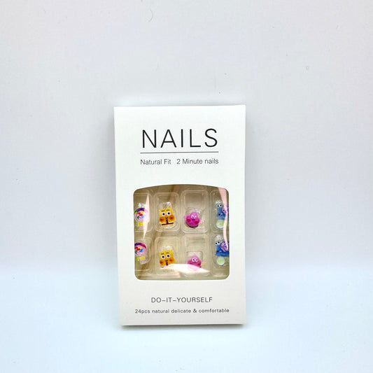 Cute anime cartoon SpongeBob press-on nails 24pcs