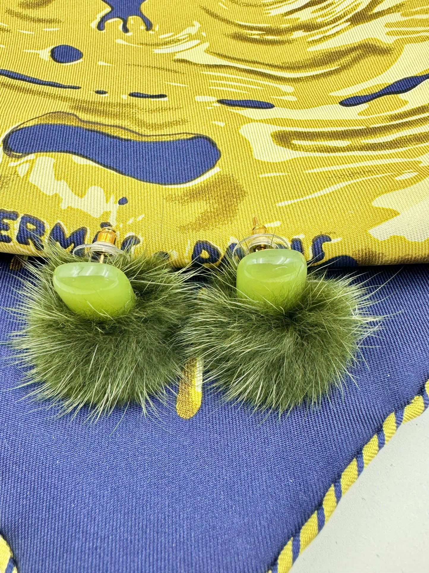 California Green Plush Stud Earrings