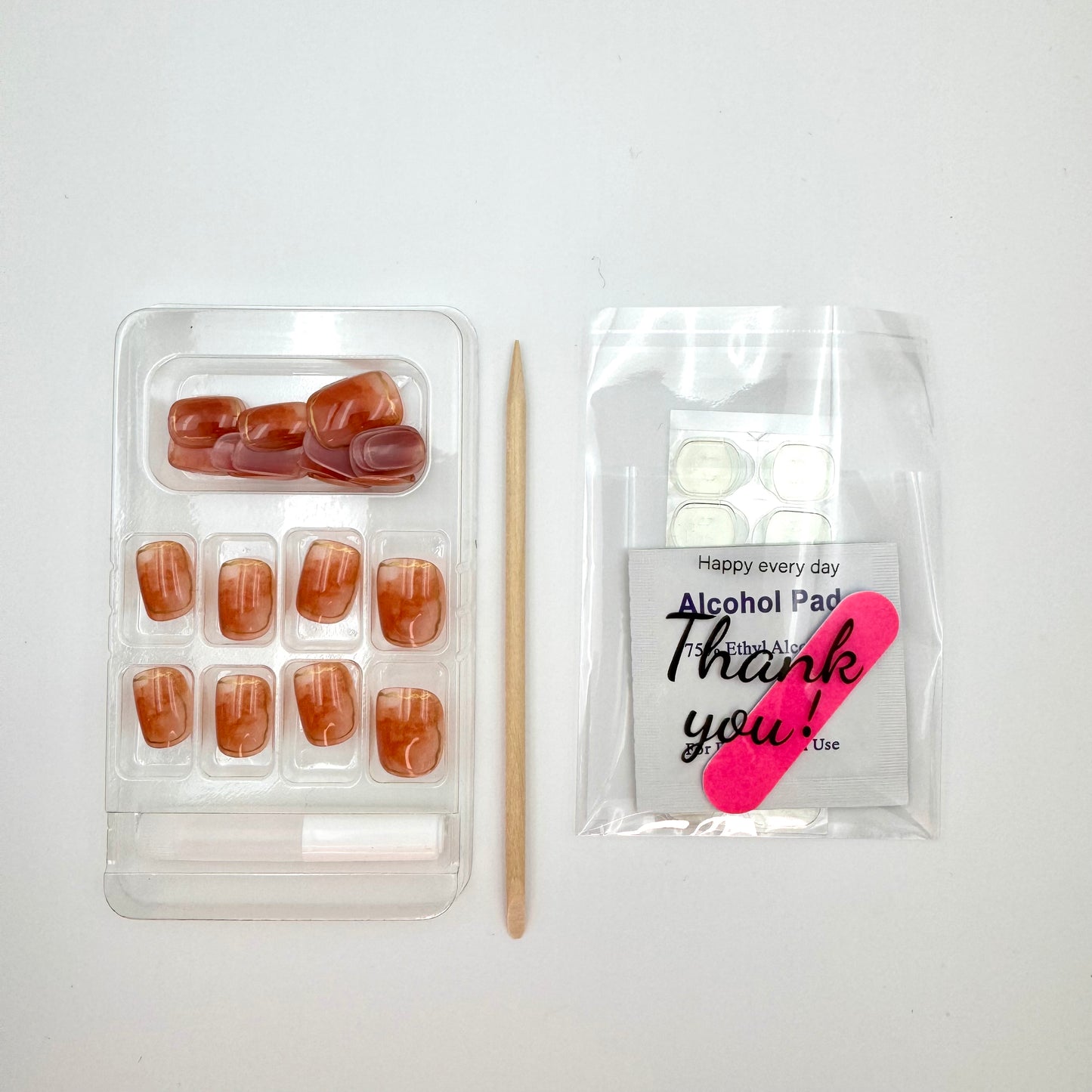 Amber smudge press-on short nails 24pcs