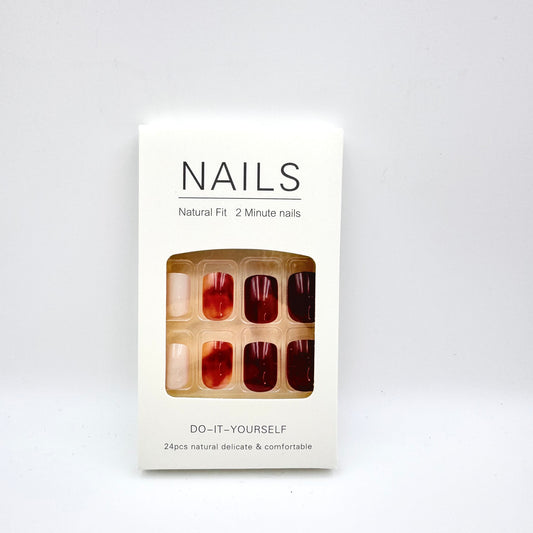 Maple leaf red rendering press-on short nails 24pcs