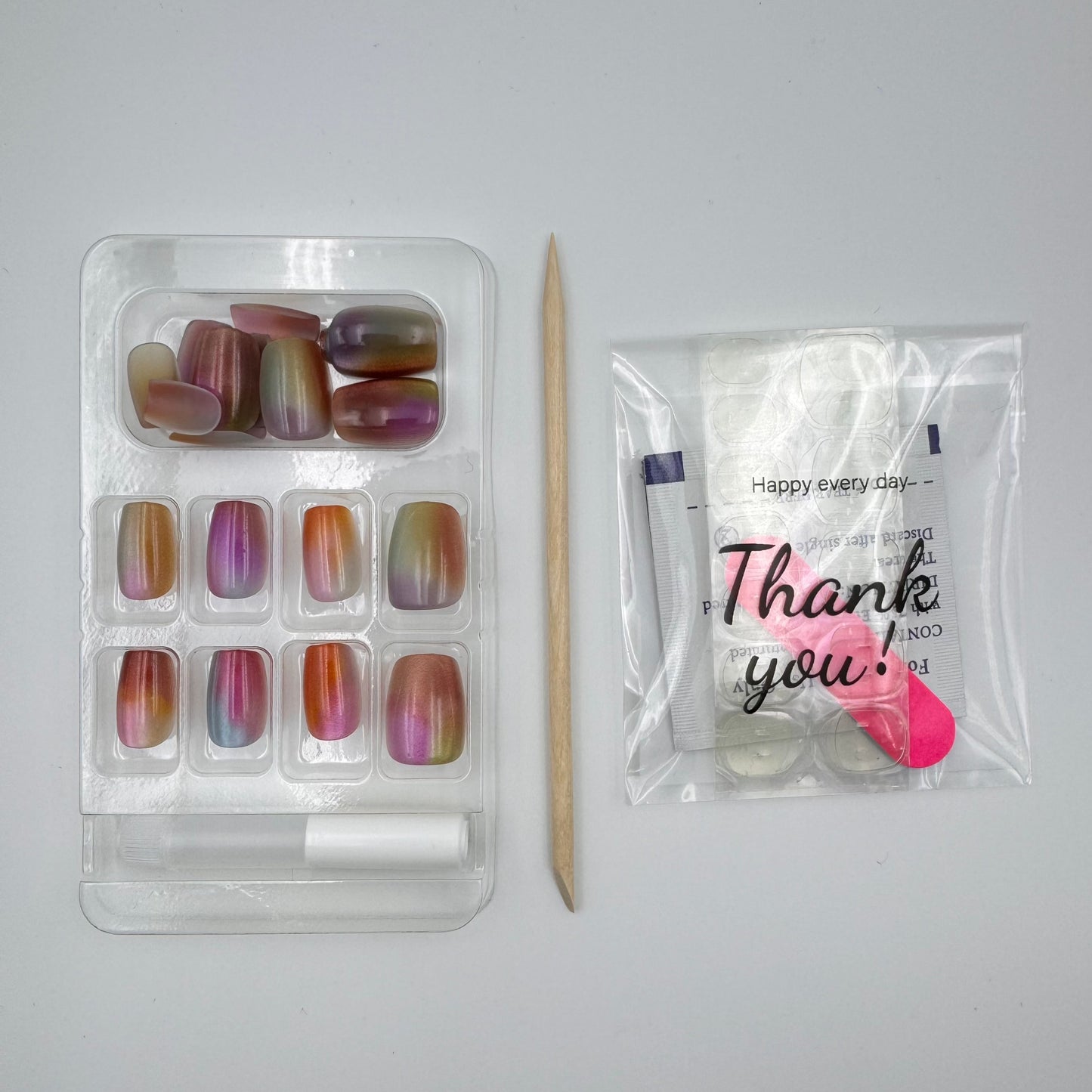 Colored fruit candy press-on short nails 30pcs