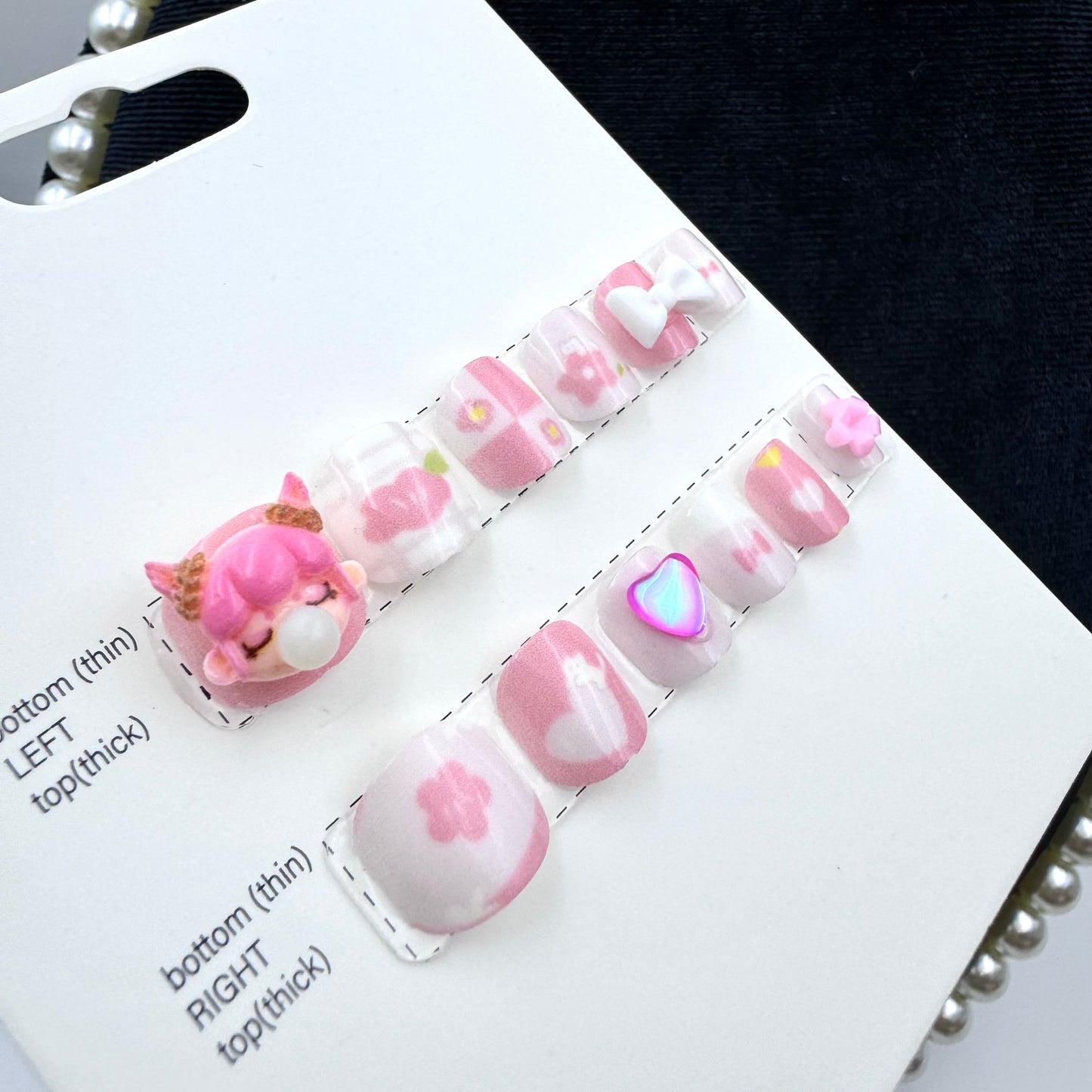 Children's 3D bubble girl cartoon  press-on nails pink/blue/purple