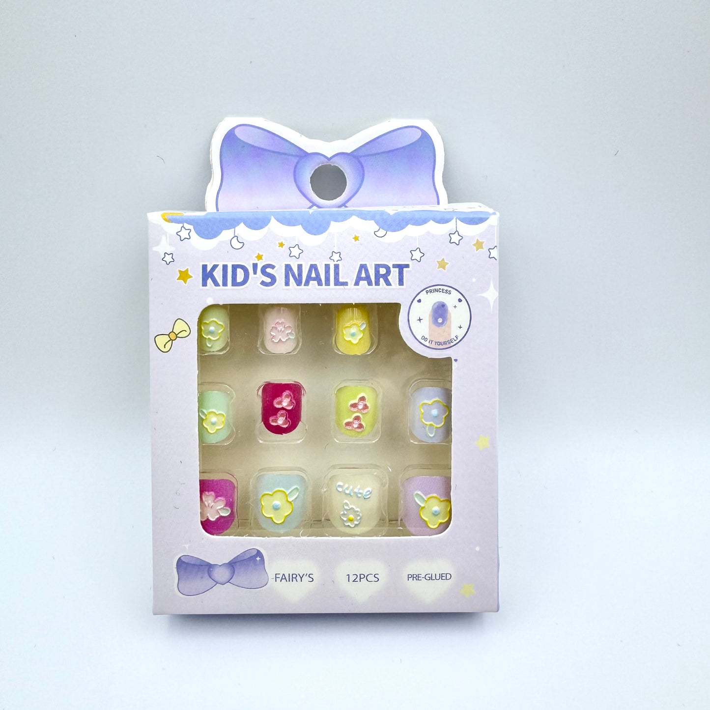 Children's 3D little press-on nails pre-glued