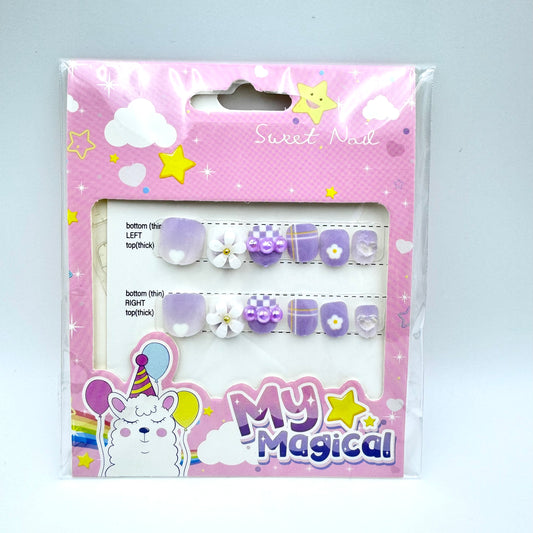 New style purple/blue colour children's press-on nails