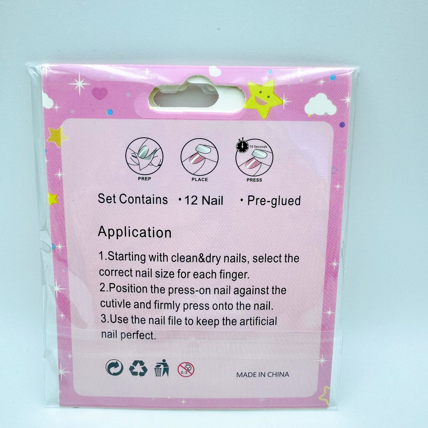 New style purple/blue colour children's press-on nails