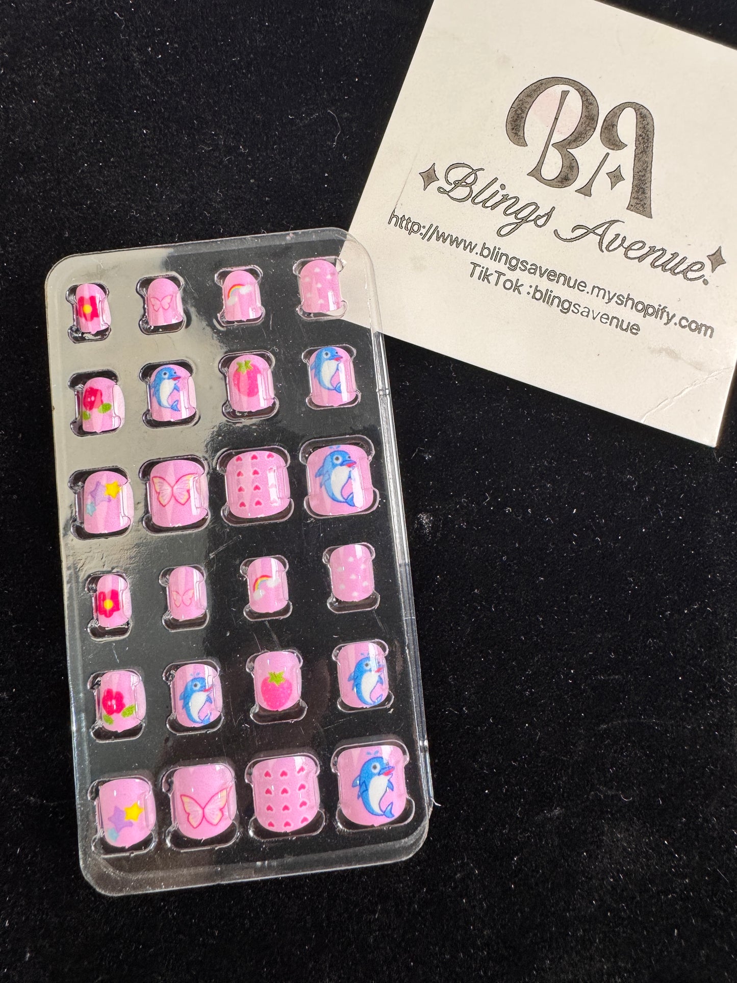 Children Cartoon Press-on Nails 24-piece with Adhesive Backing