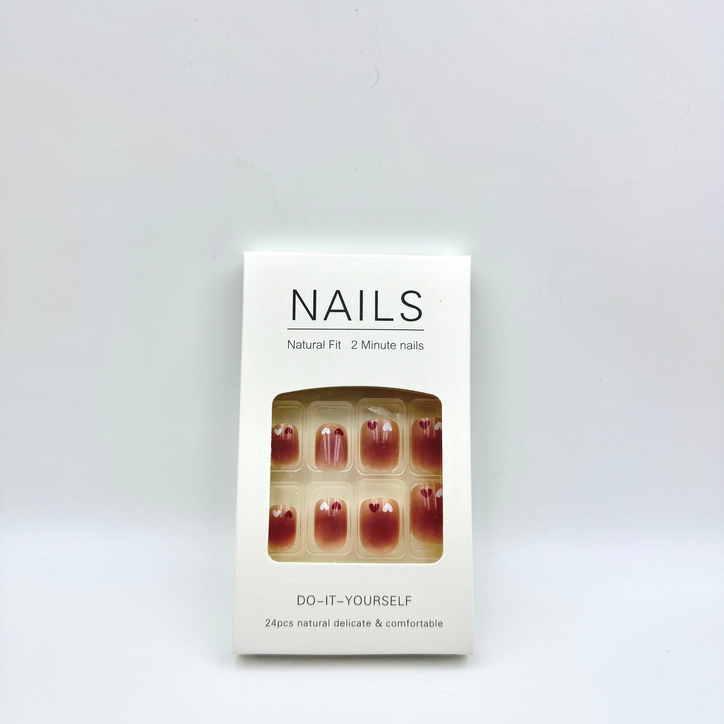Sweet hearts girl blush press-on short nails 24pcs