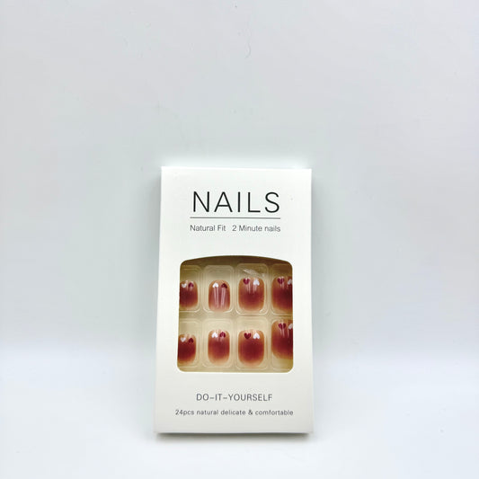 Sweet hearts girl blush press-on short nails 24pcs
