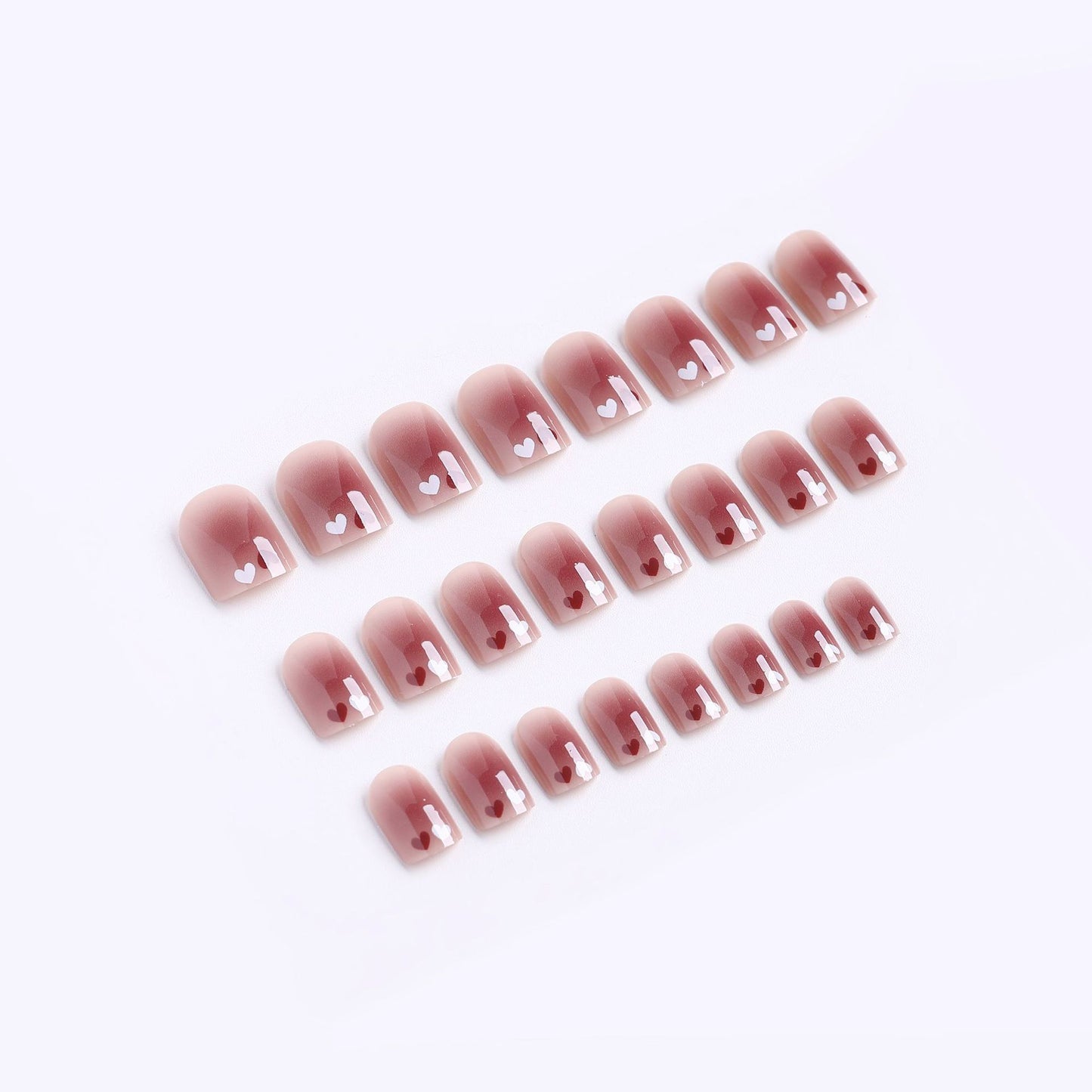 Sweet hearts girl blush press-on short nails 24pcs