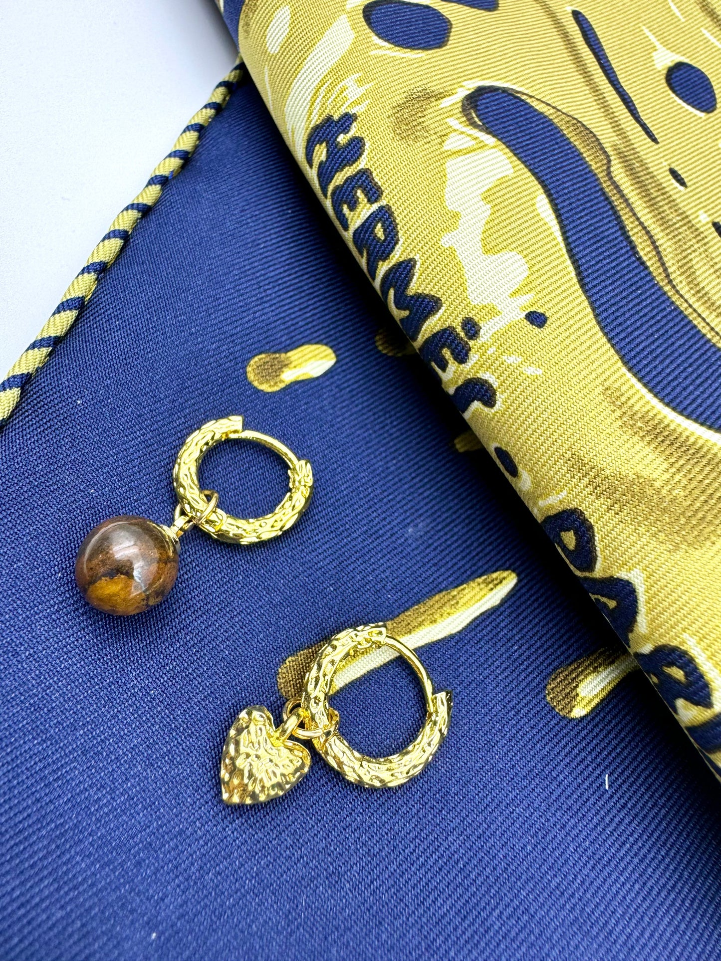 Golden Tiger Eye Stone Hoop Earrings