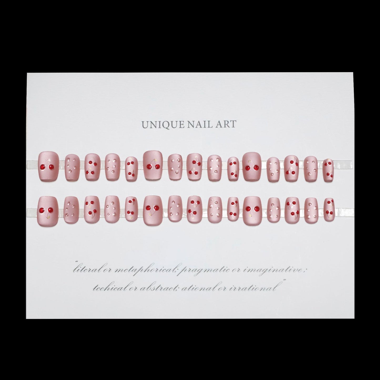 Frosted cherry press-on short nails 30pcs