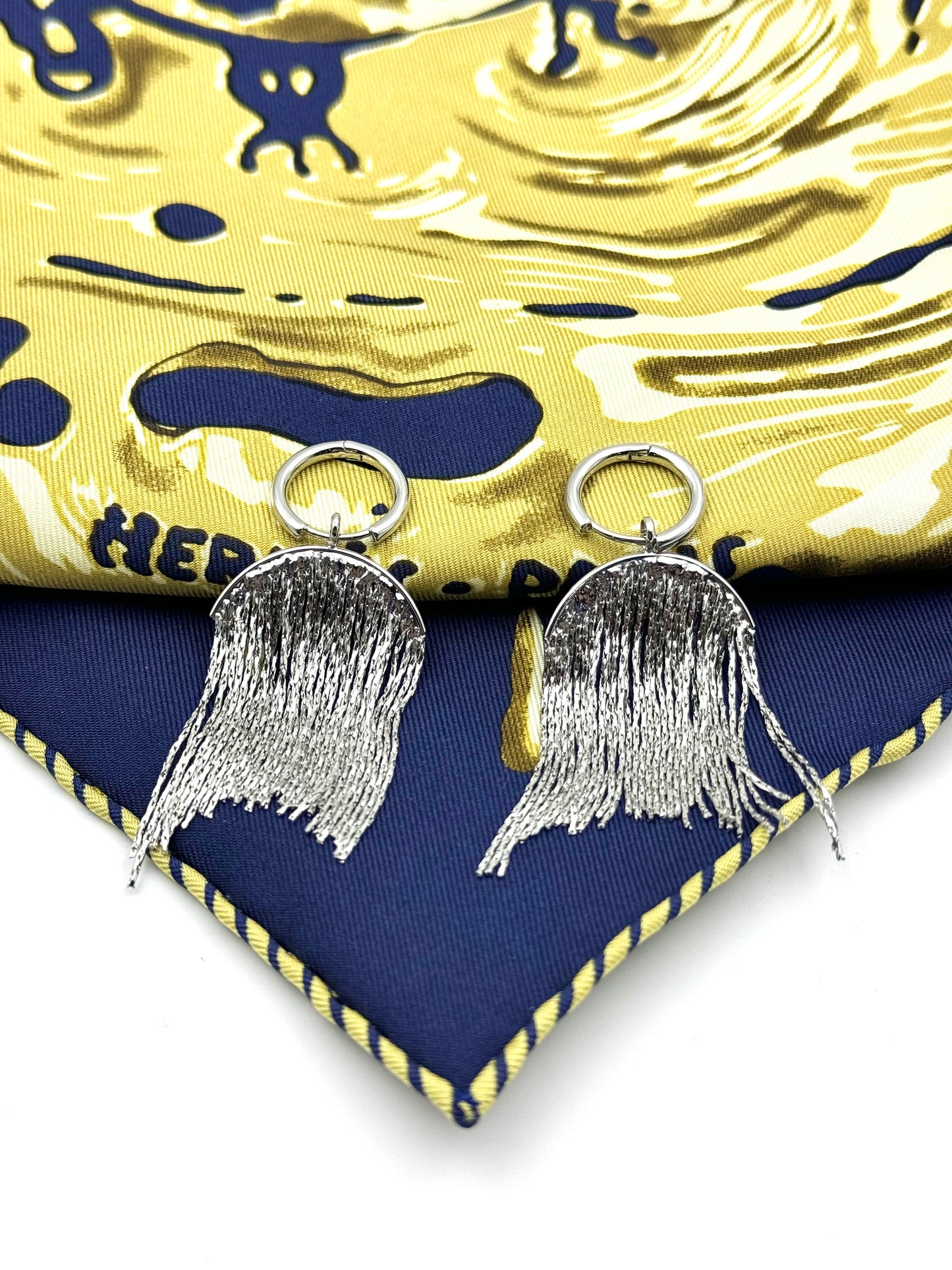 Silky Tassel Hoop Earrings