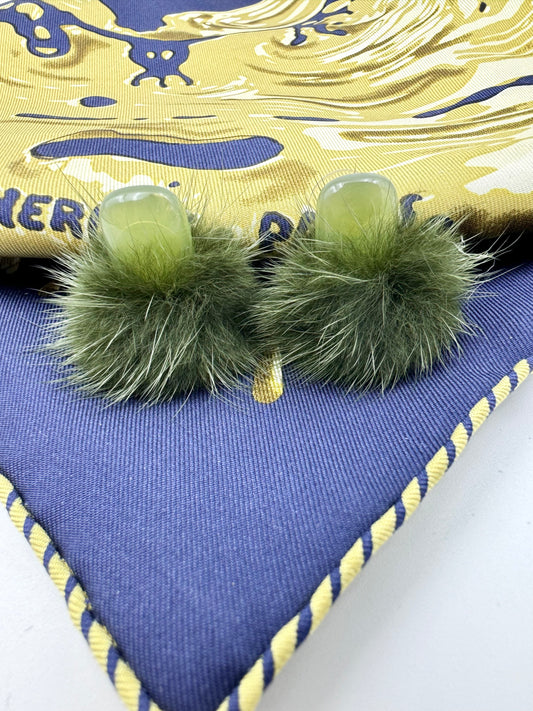 California Green Plush Stud Earrings