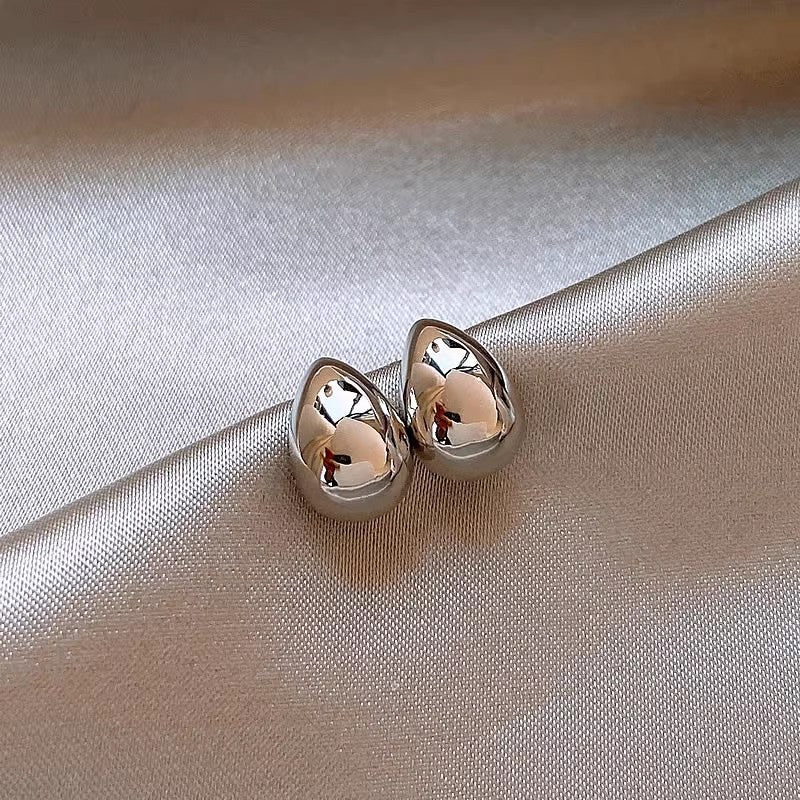 Gold and Silver Beans Stud Earrings