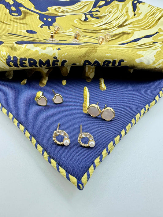 Twinkle Heart Stud Earrings Three-piece Set