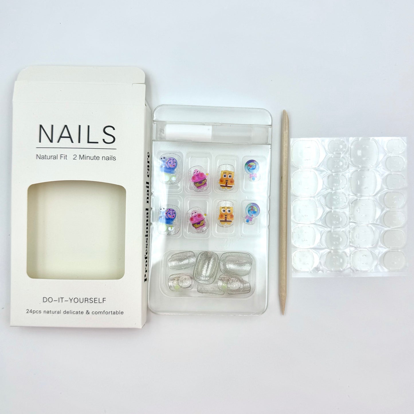 Cute anime cartoon SpongeBob press-on nails 24pcs