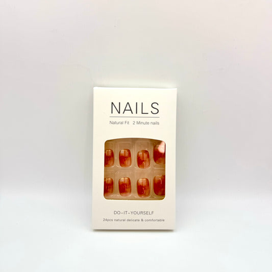 Amber smudge press-on short nails 24pcs