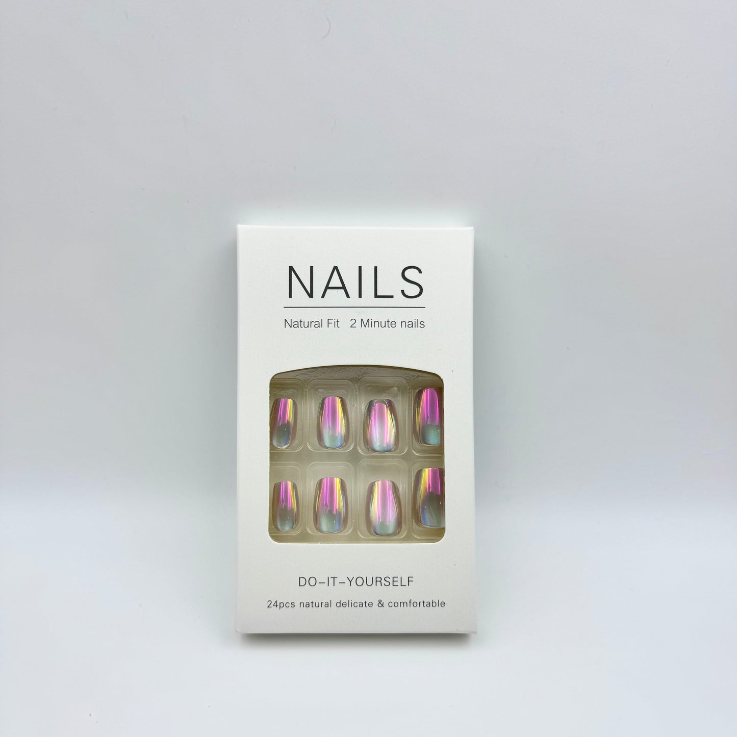 Aurora colorful dreamy cat's eye press-on short nails 30pcs