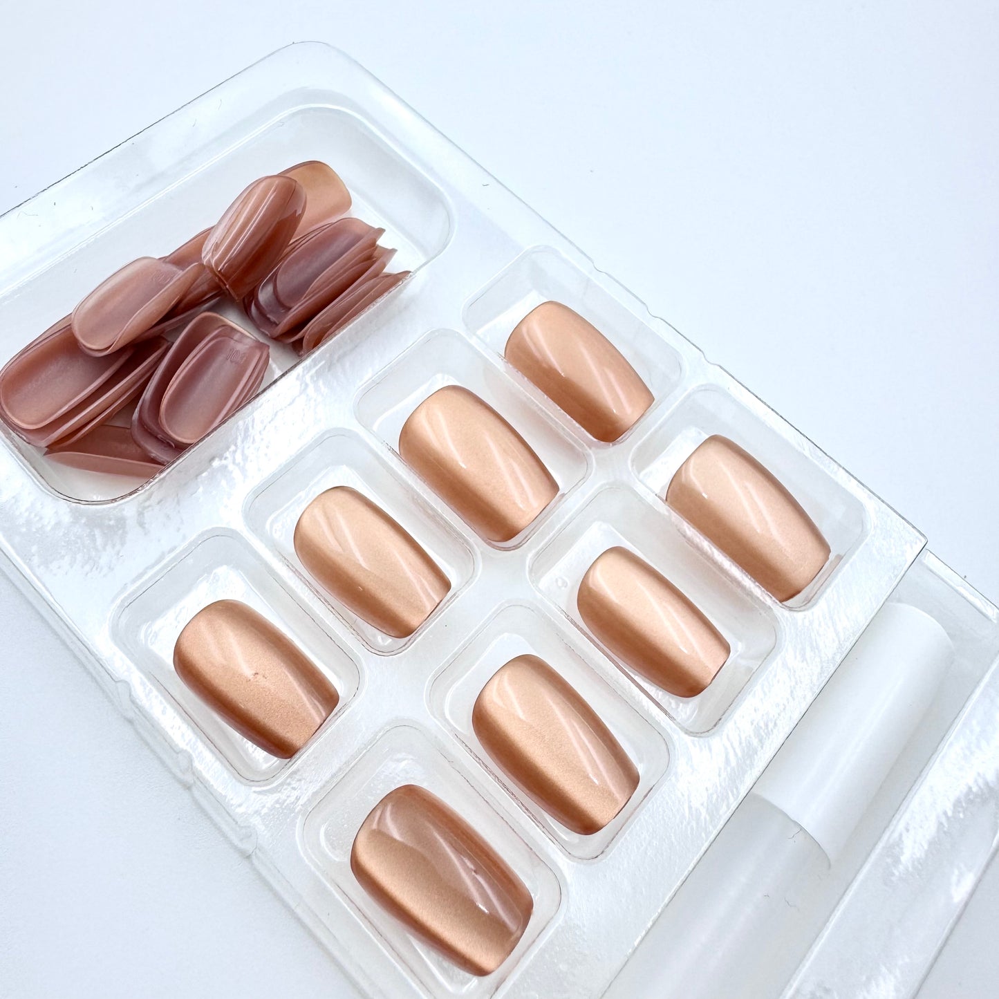 Amber cat's eye press-on short nails 30pcs