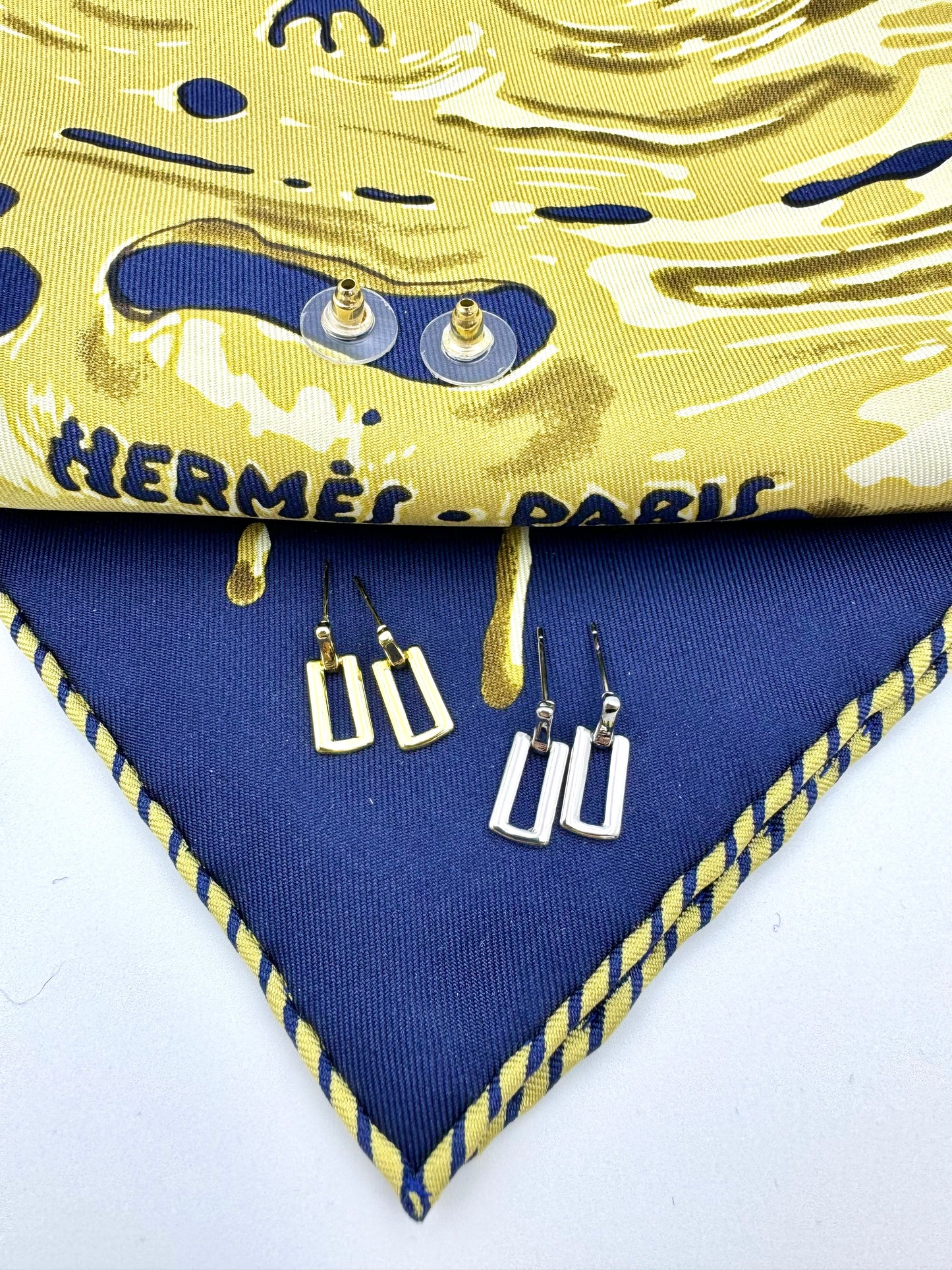 Small Hollow Square Drop Earrings