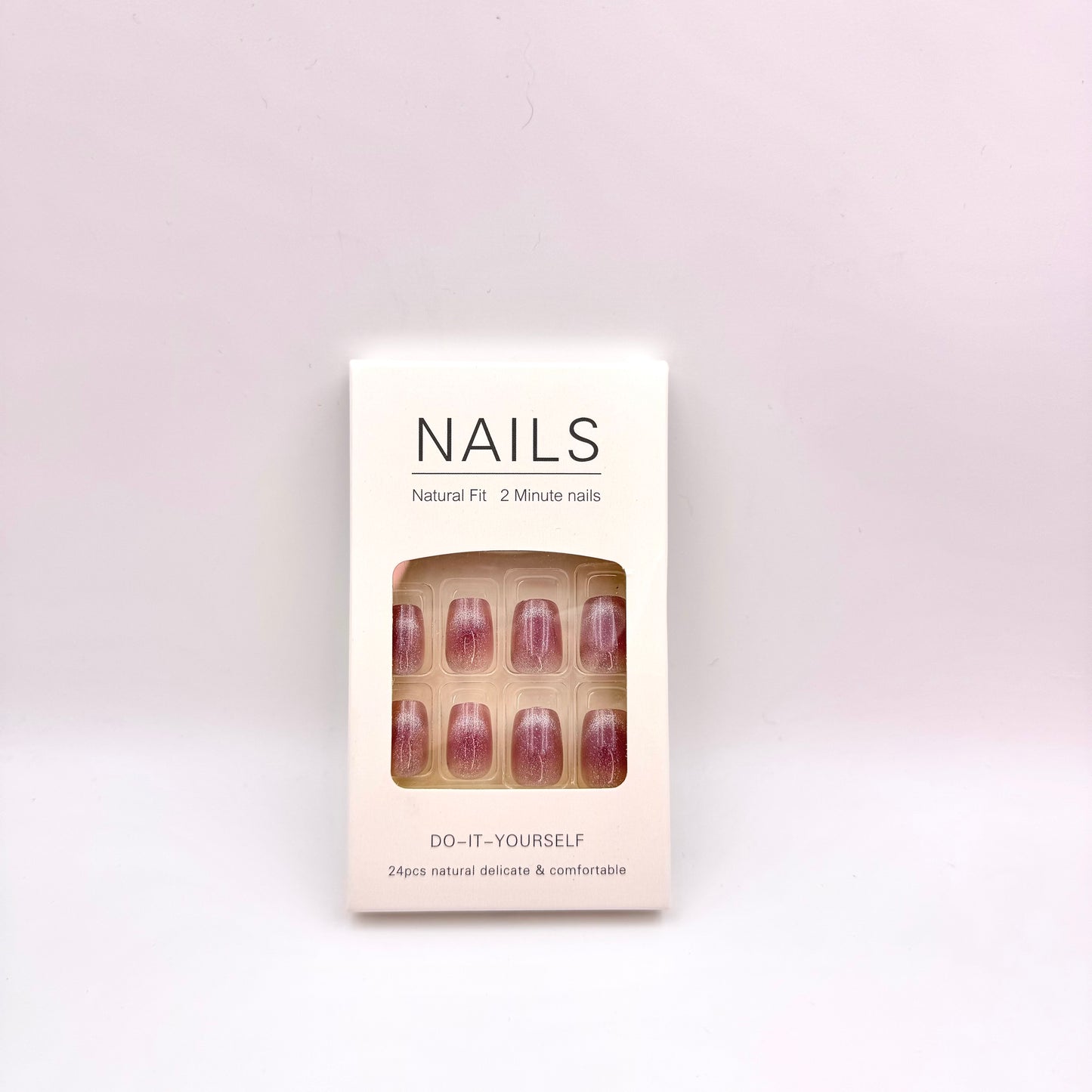 Two-tone cat's eye and crystal cat's eye press-on nails 24pcs （long/short）