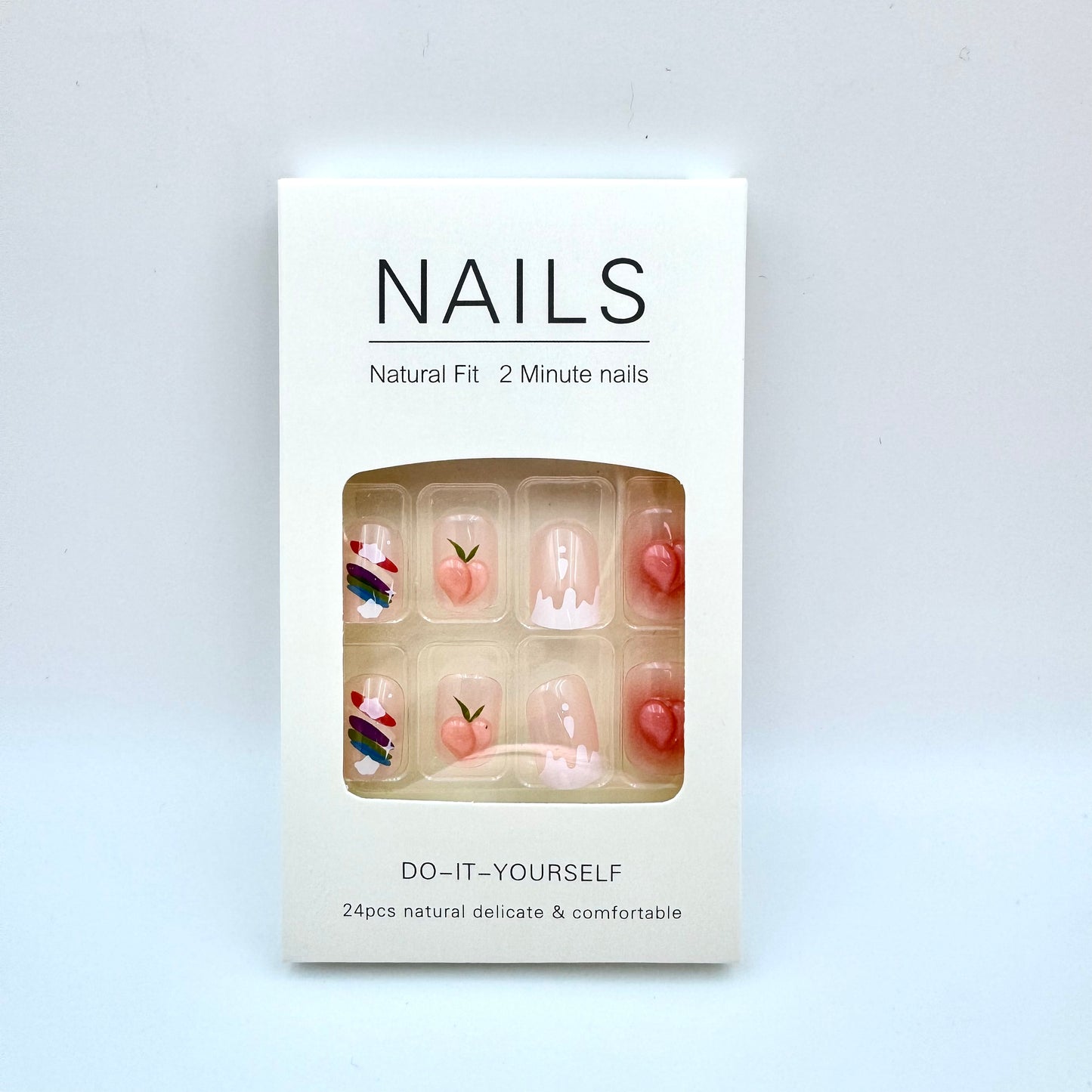 Rainbow peach press-on short nails 24pcs