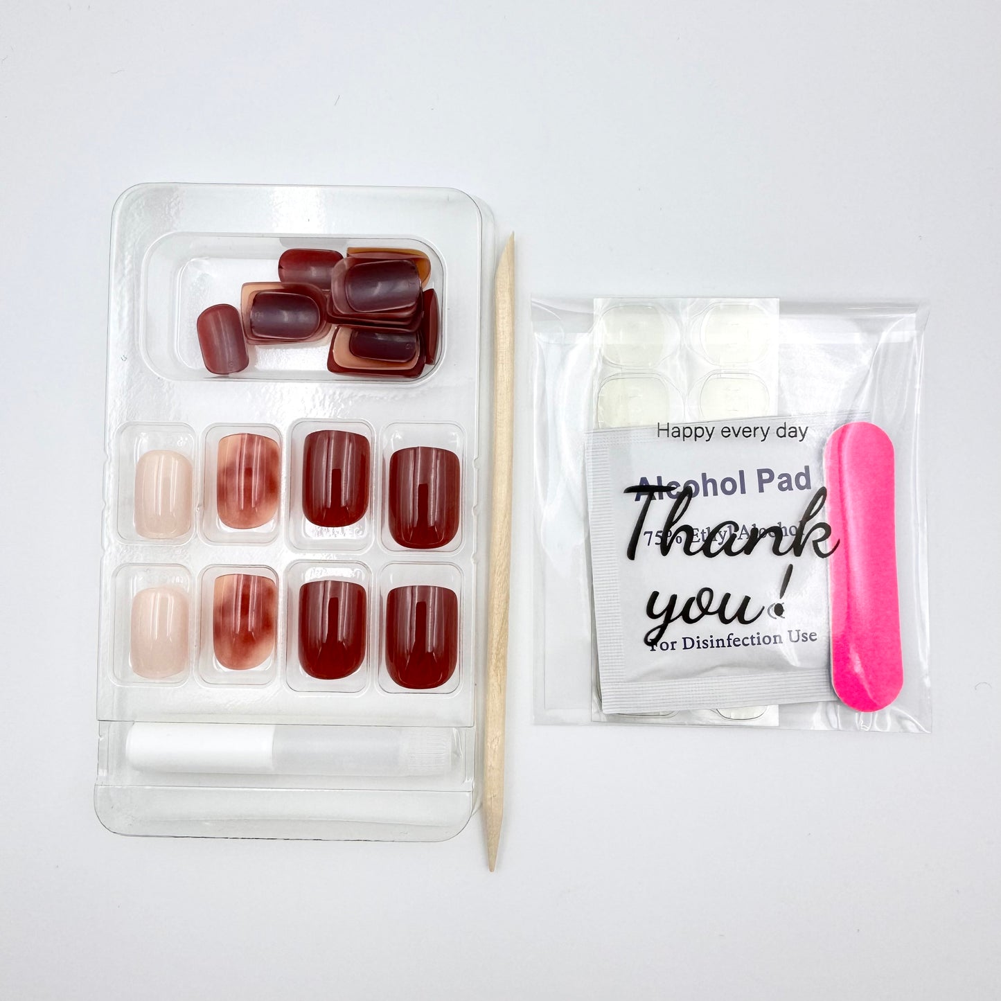 Maple leaf red rendering press-on short nails 24pcs