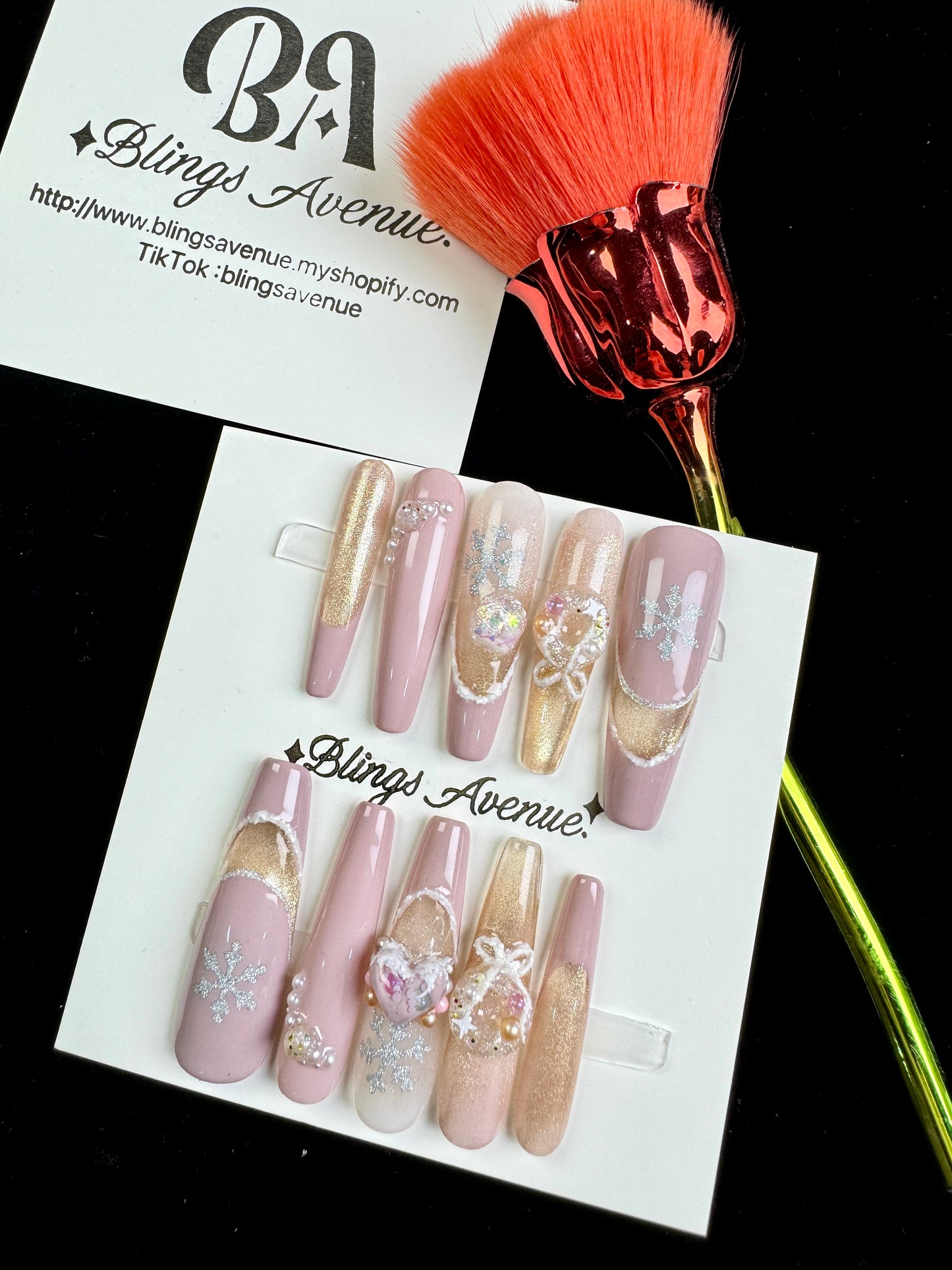Pink Christmas Press-on Nails Customized Pre-order