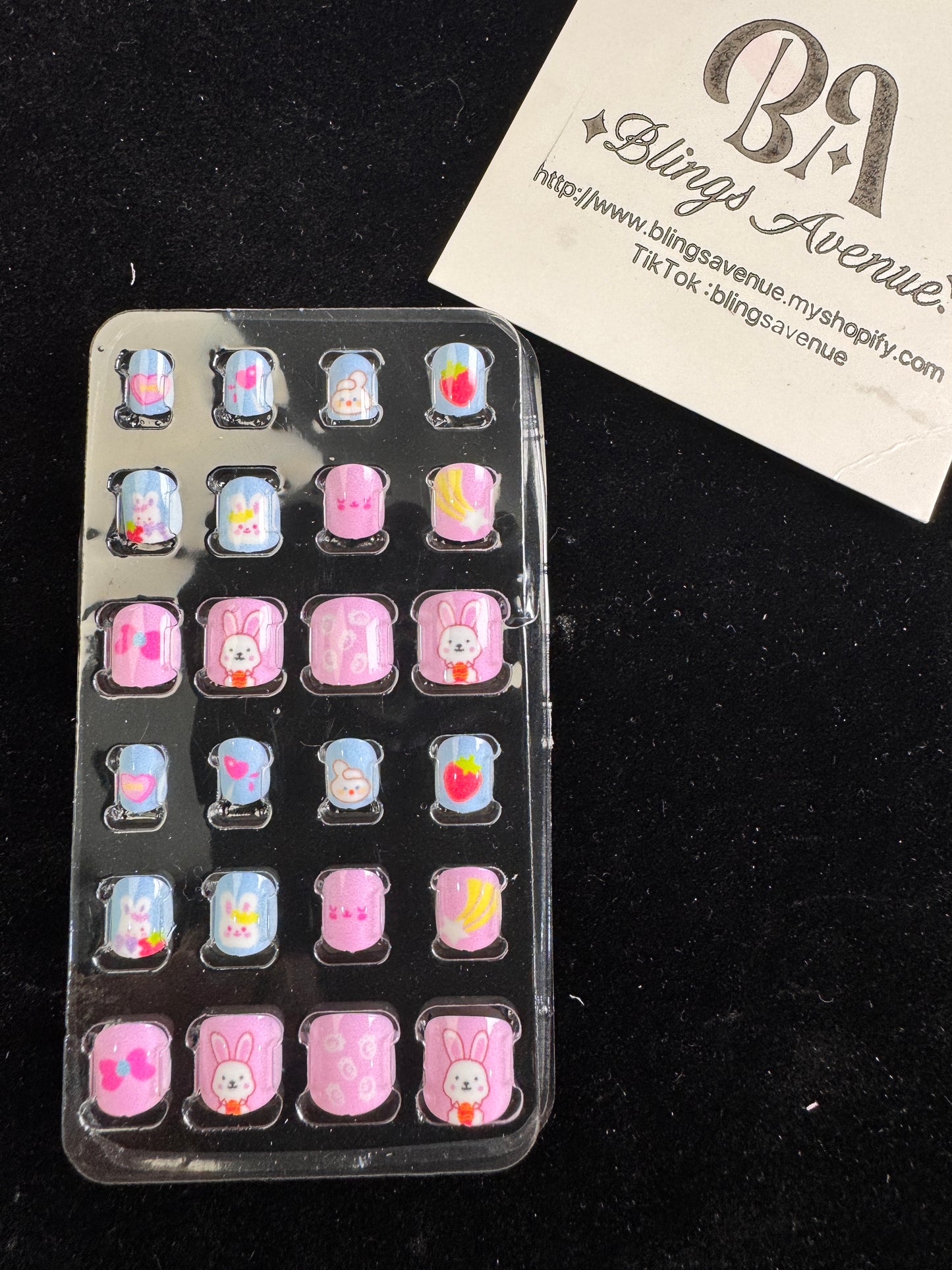 Children Cartoon Press-on Nails 24-piece with Adhesive Backing