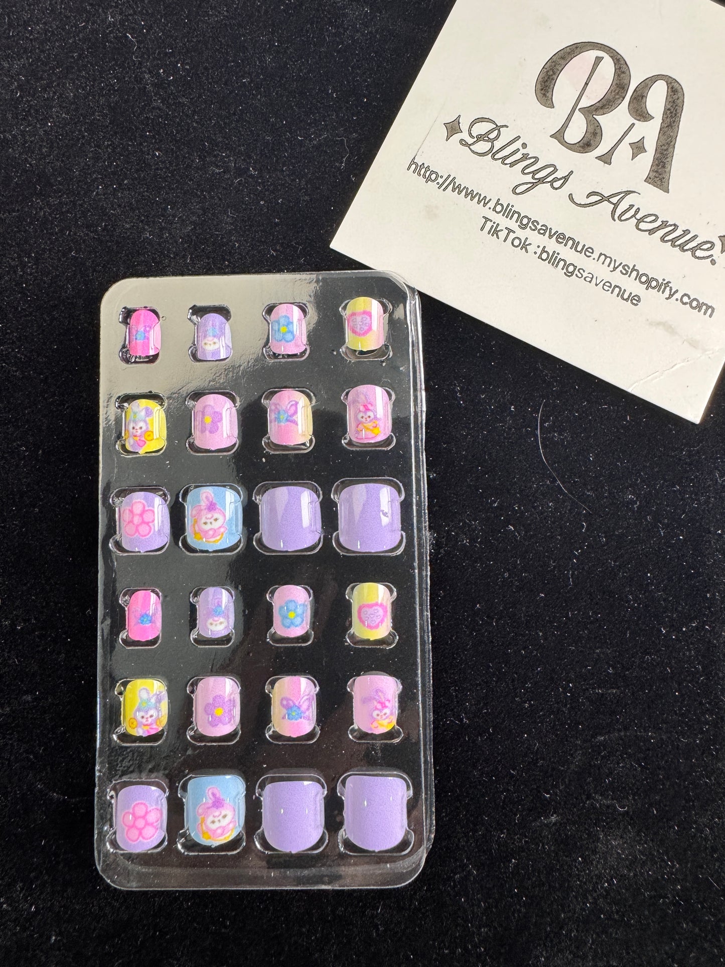 Children Cartoon Press-on Nails 24-piece with Adhesive Backing