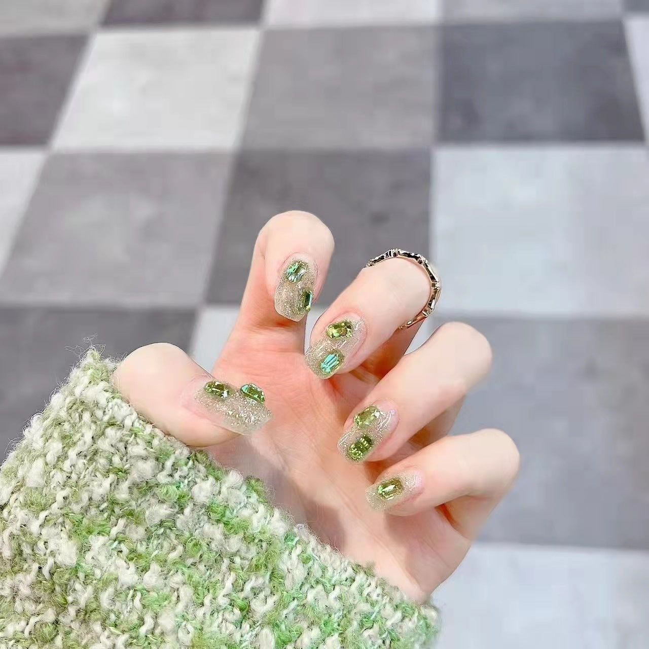 Tears of the ocean press-on short nails 24pcs