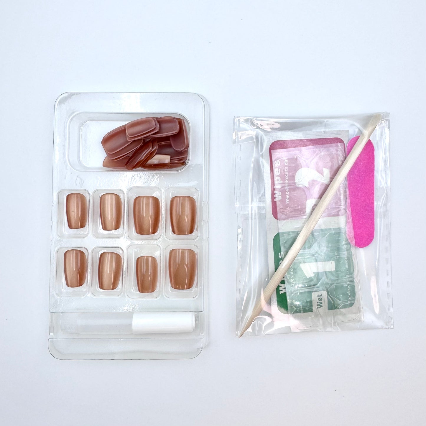 Amber cat's eye press-on short nails 30pcs
