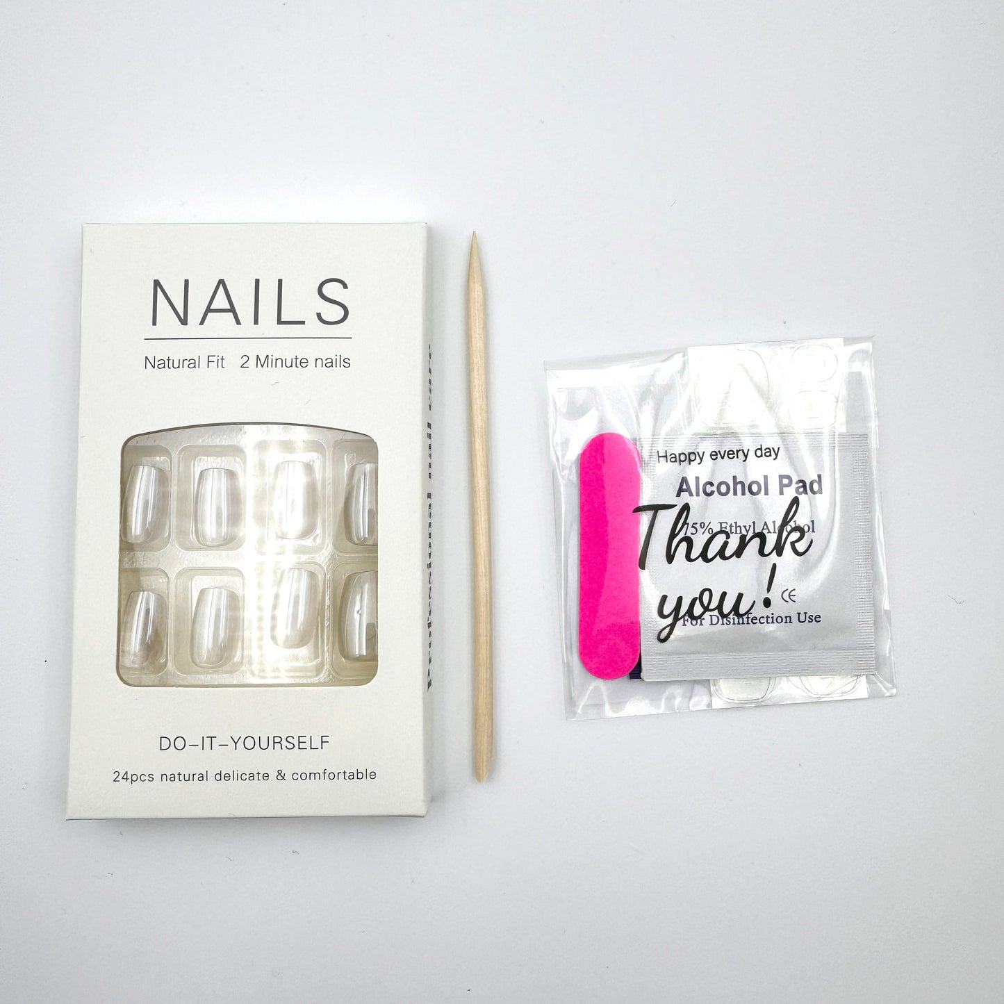 White moonlight cat's eye press-on short nails 30pcs