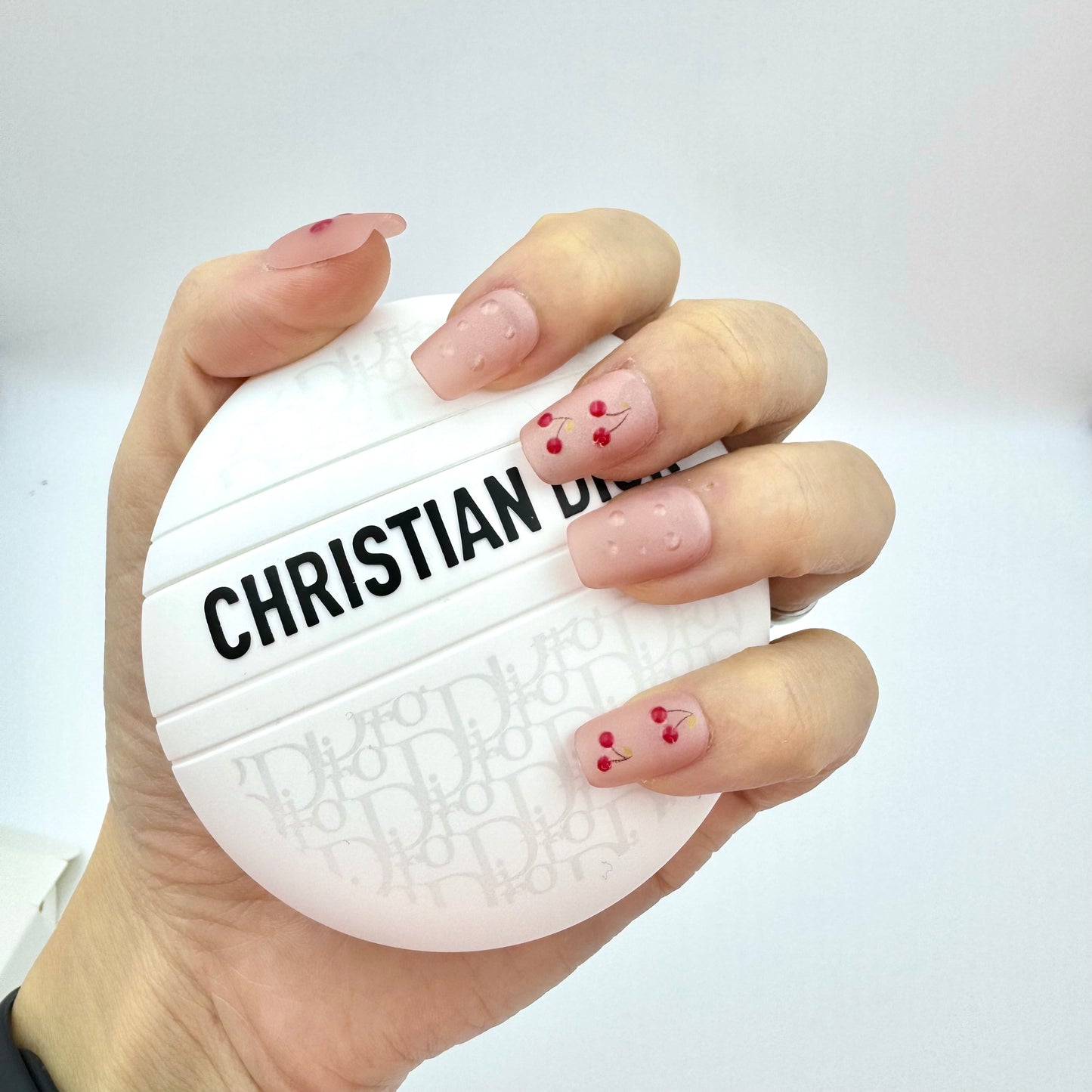 Frosted cherry press-on short nails 30pcs