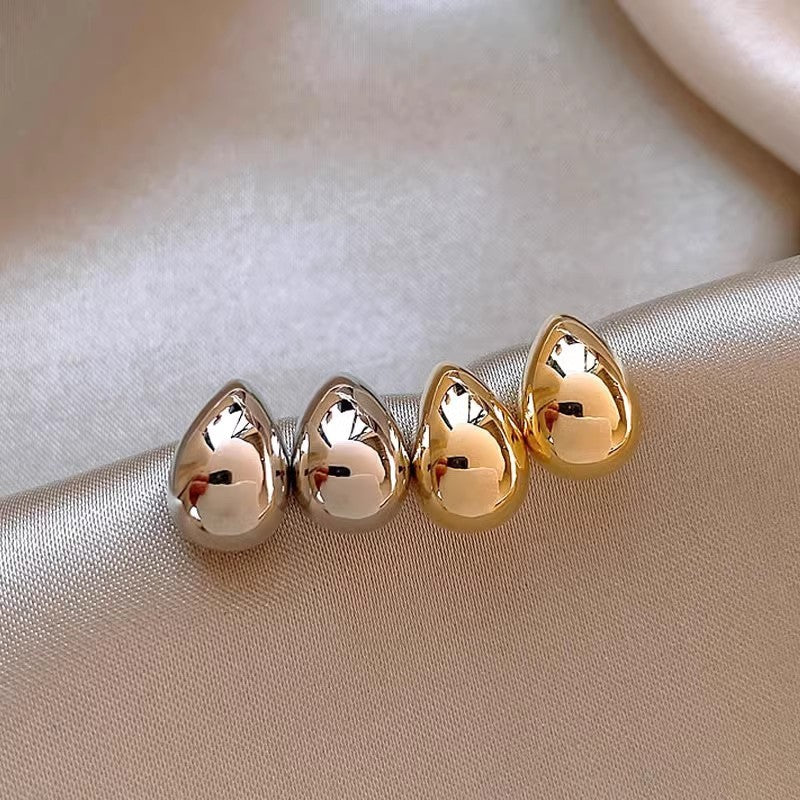 Gold and Silver Beans Stud Earrings