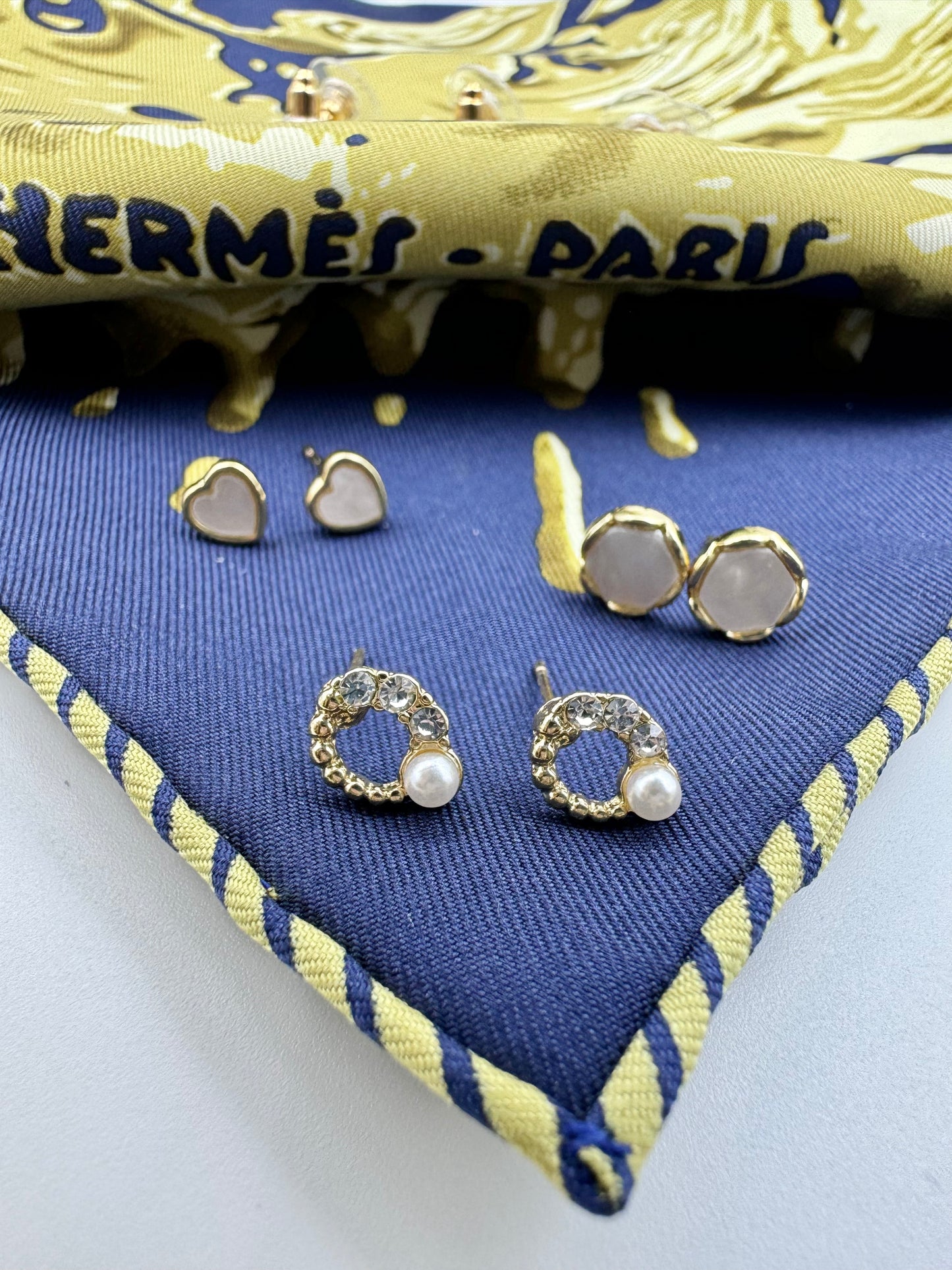 Twinkle Heart Stud Earrings Three-piece Set