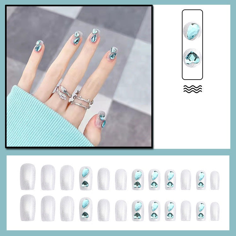 Tears of the ocean press-on short nails 24pcs