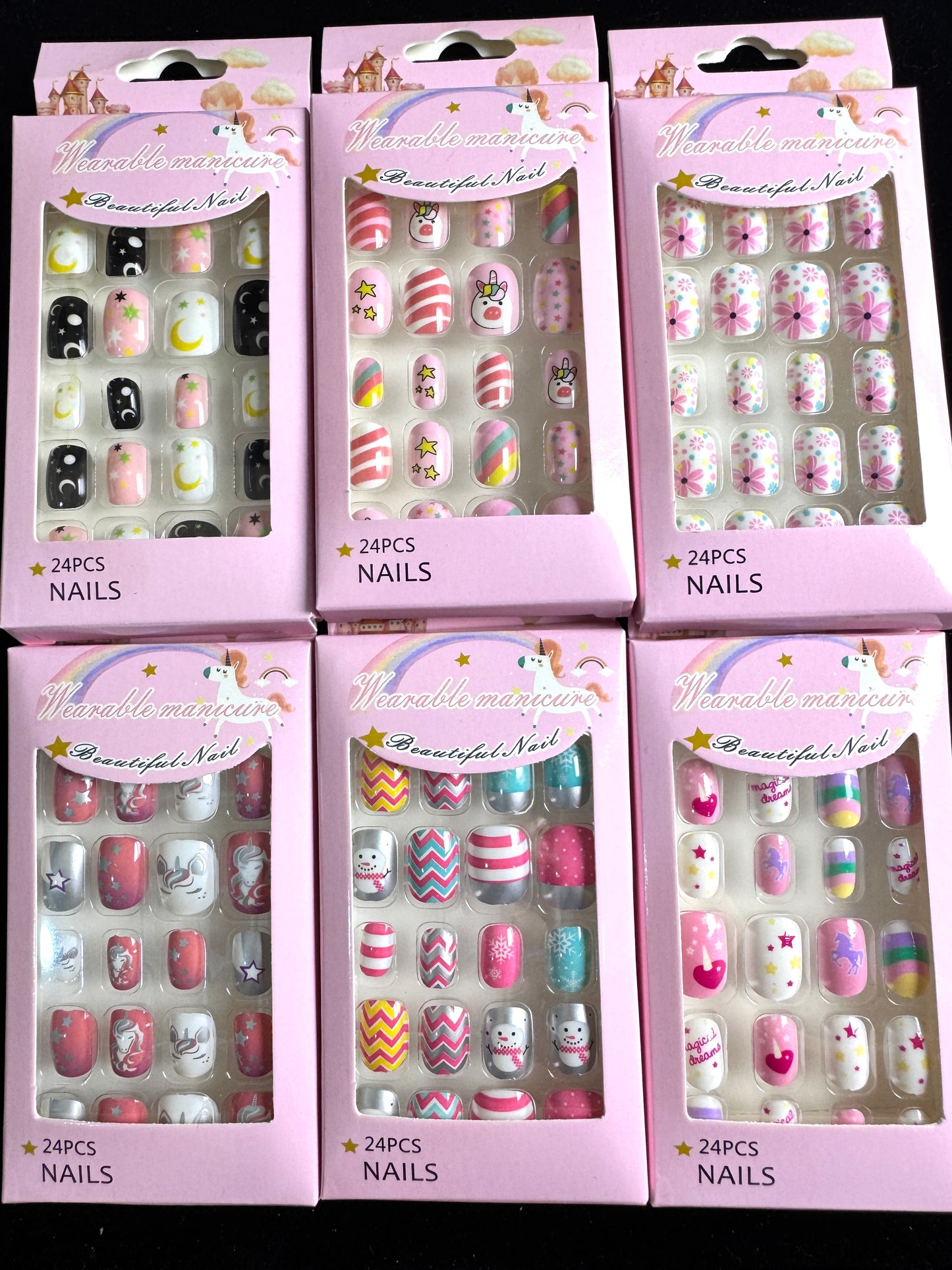 Teens Cartoon Press-on Nails 24-piece with Adhesive Backing
