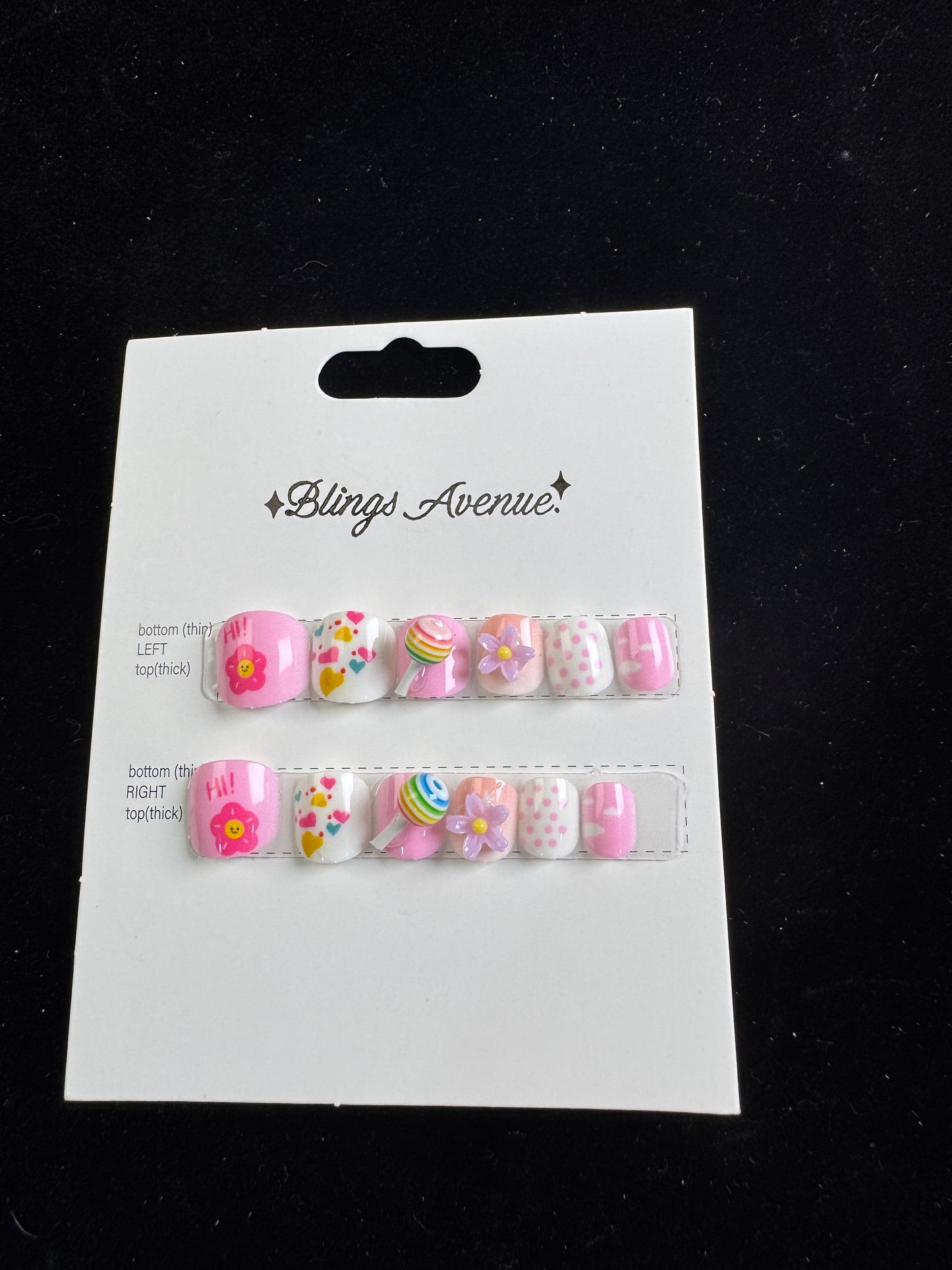Children  Flowers and Lollipop Press-on Nails