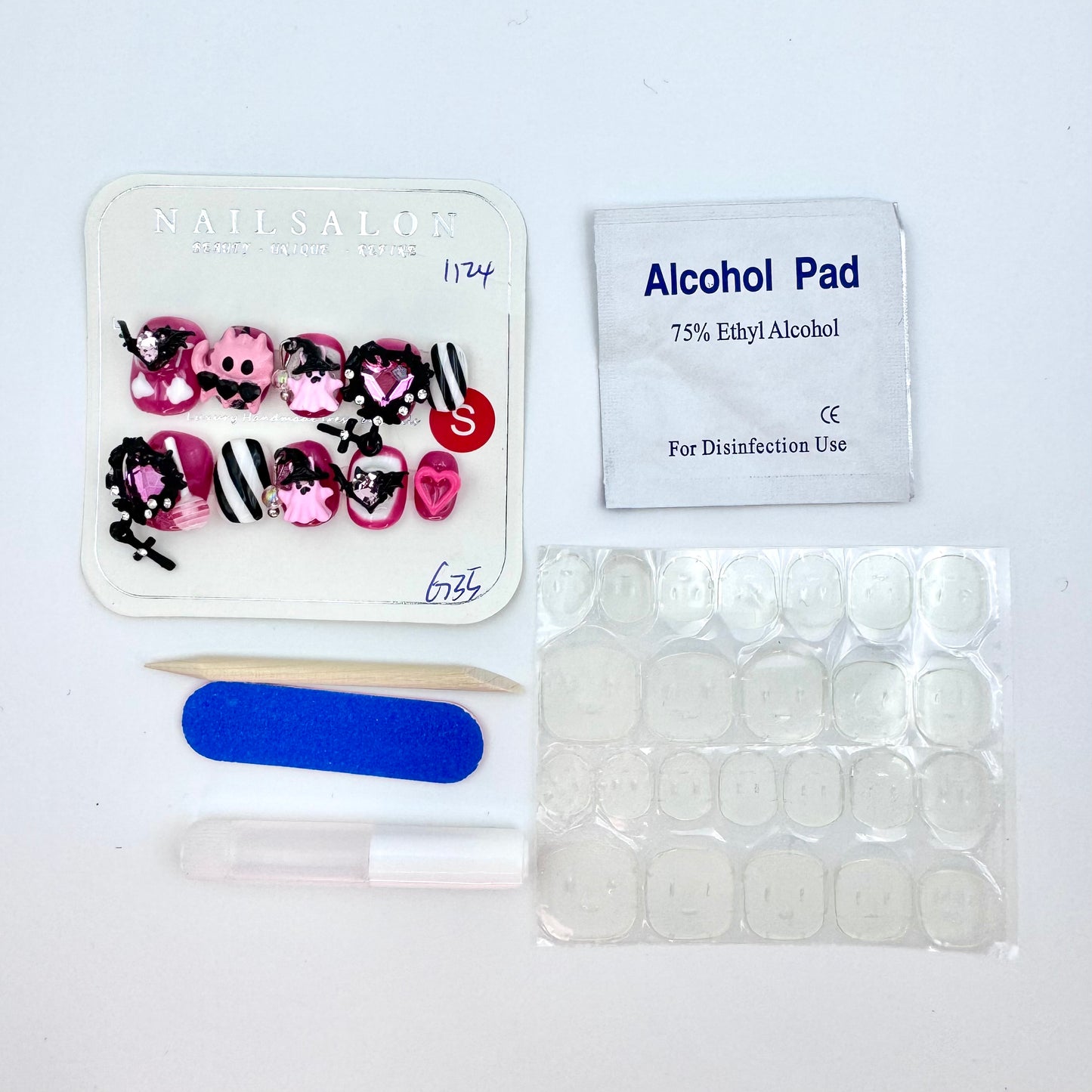 Cute and funny devil heart removable handmade press-on nails (Size Selection)