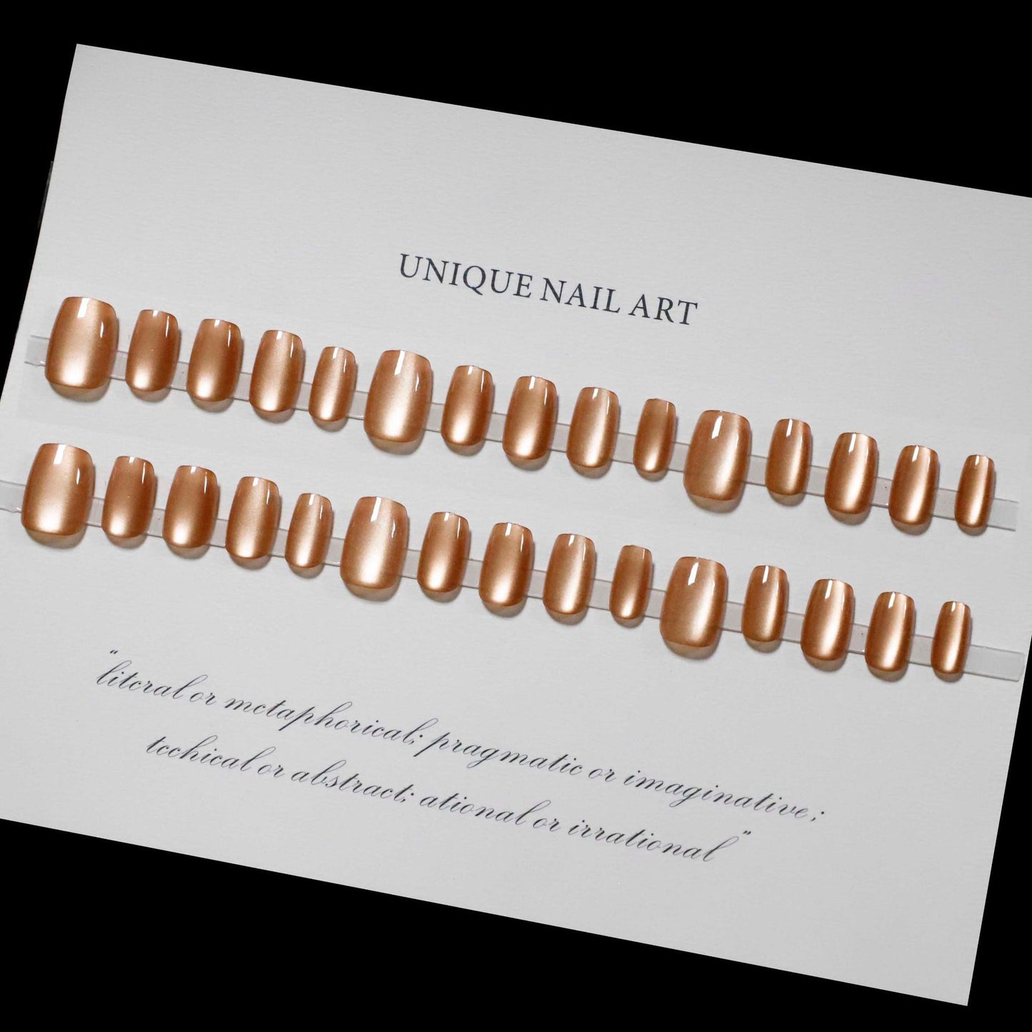 Amber cat's eye press-on short nails 30pcs