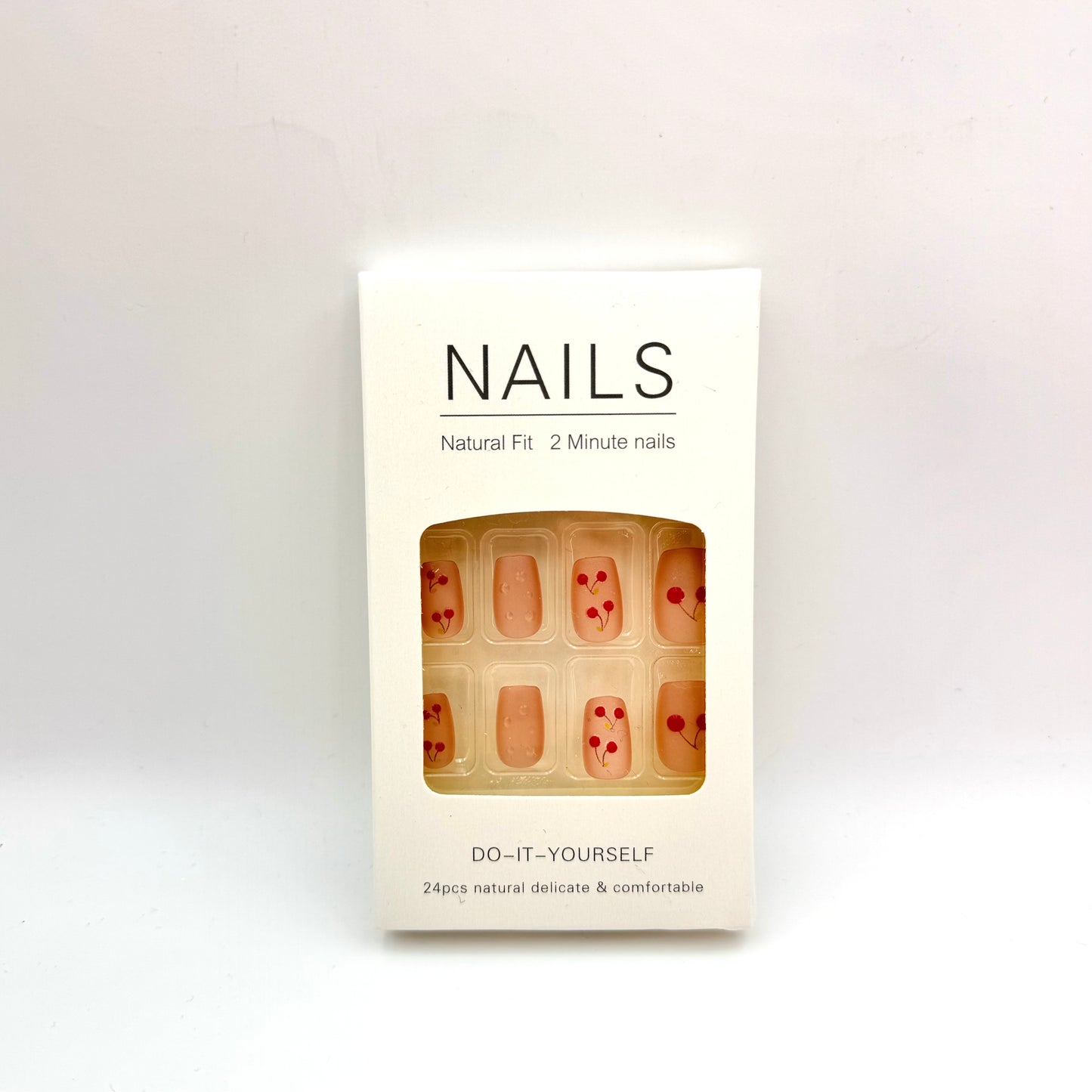 Frosted cherry press-on short nails 30pcs
