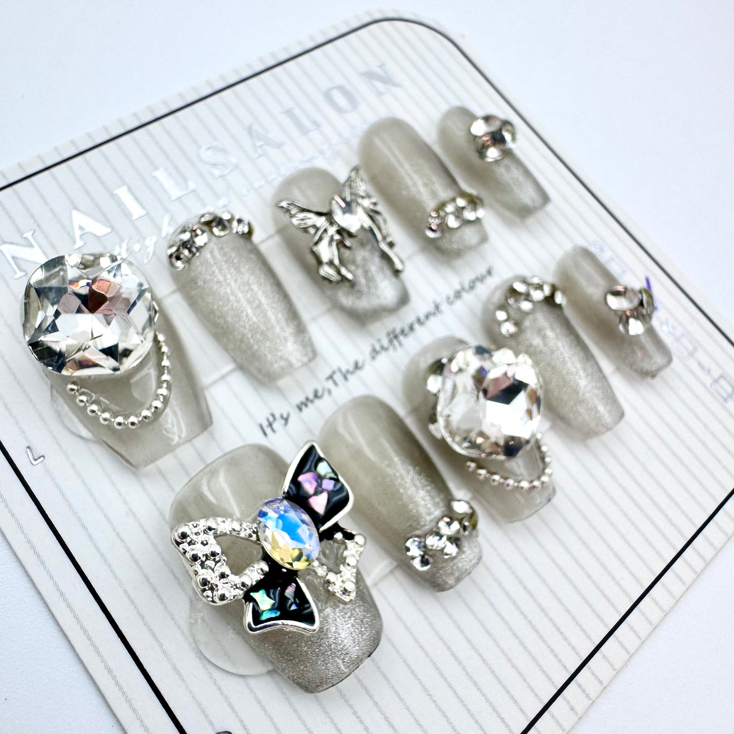 Full diamond explosion butterfly diamond handmade press-on nails(Size Selection )