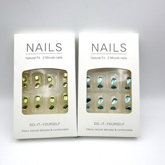 Tears of the ocean press-on short nails 24pcs