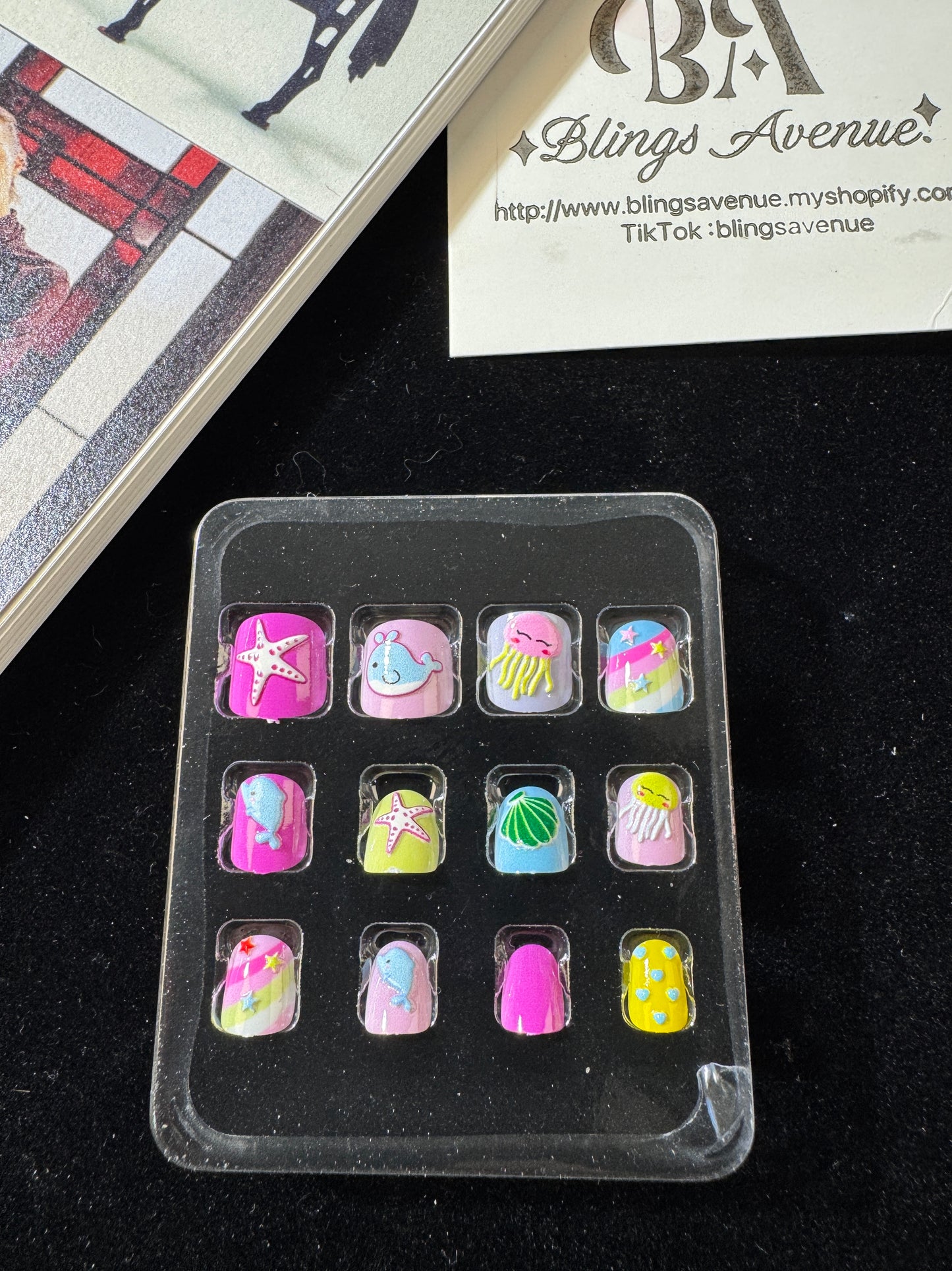 Children's 3D little press-on nails pre-glued