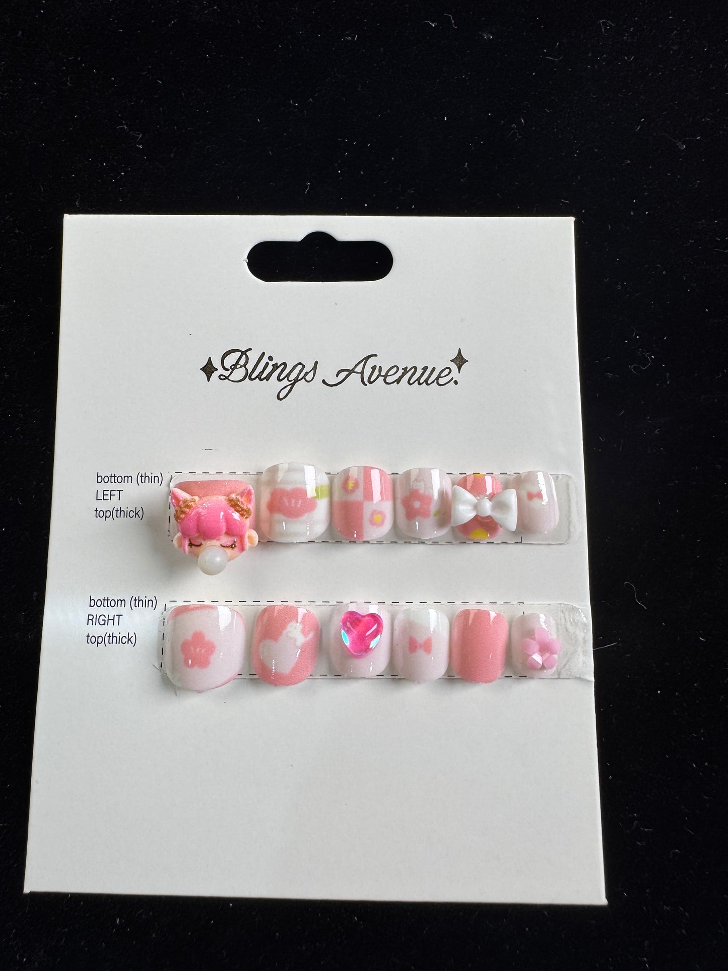 Children's 3D bubble girl cartoon  press-on nails pink/blue/purple