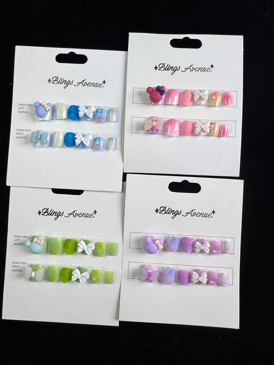 Kids plush Mickey press-on nails